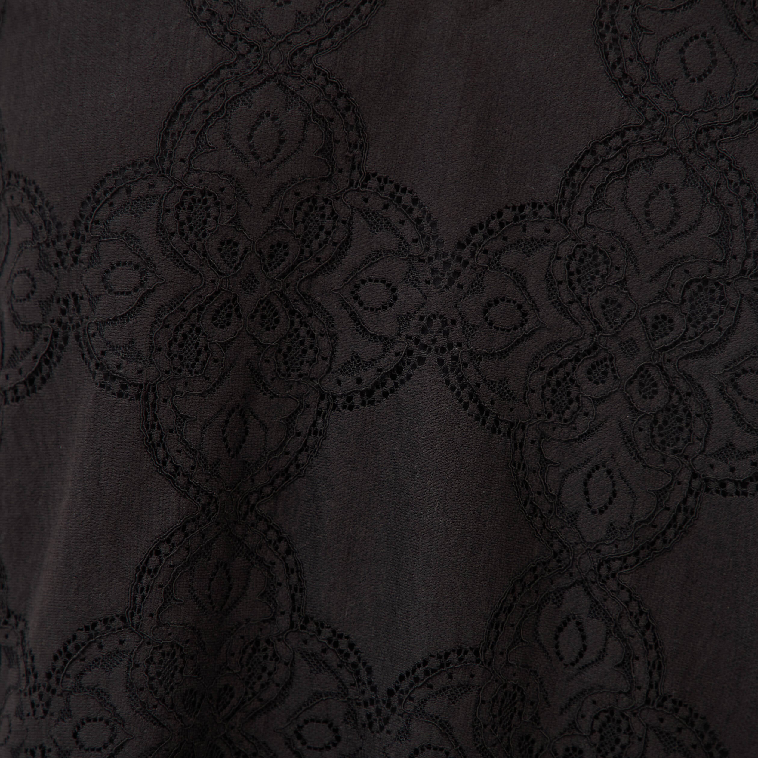 Robe dentelle manches longues doubl&eacute;e noir femme