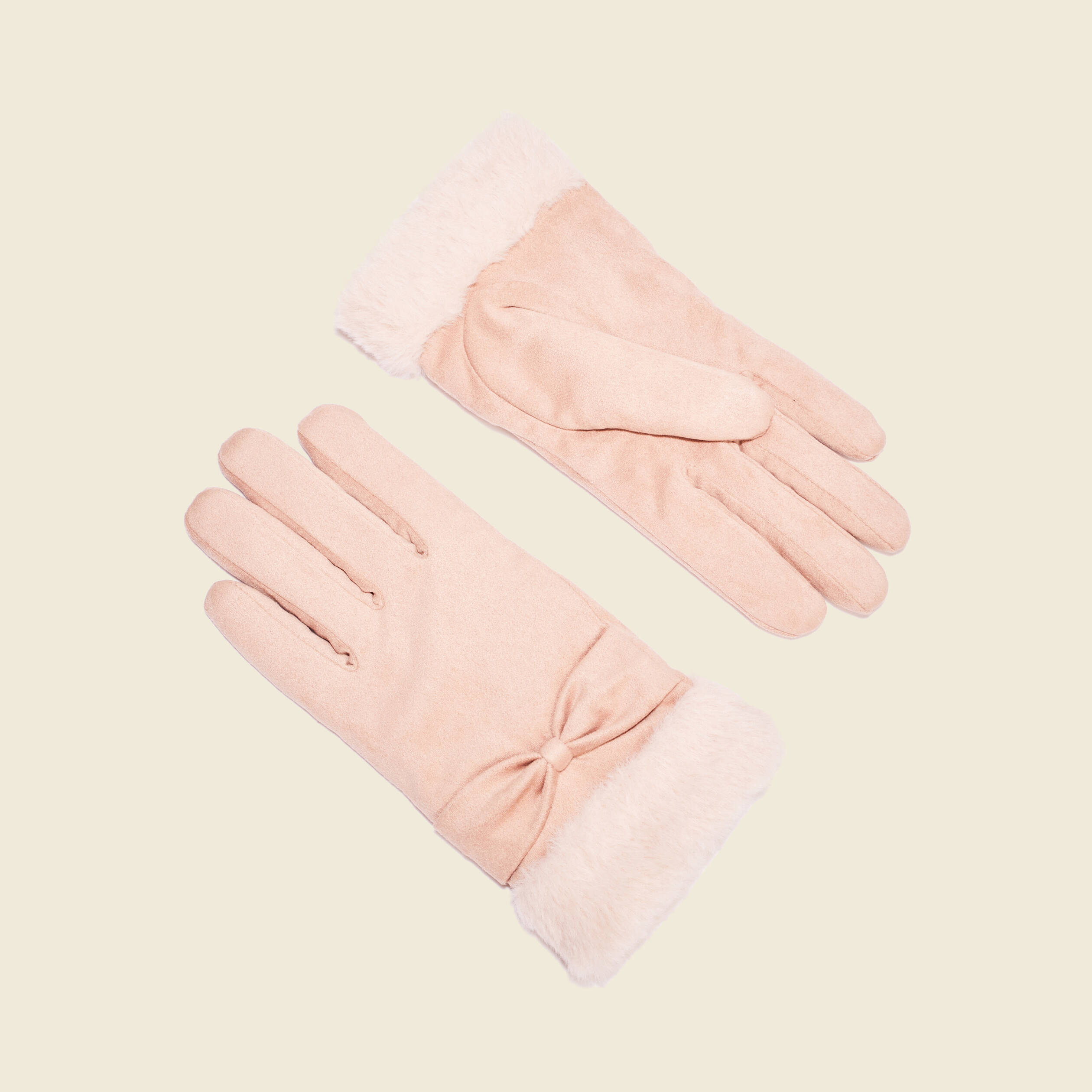 Gants avec noeuds marron clair femme
