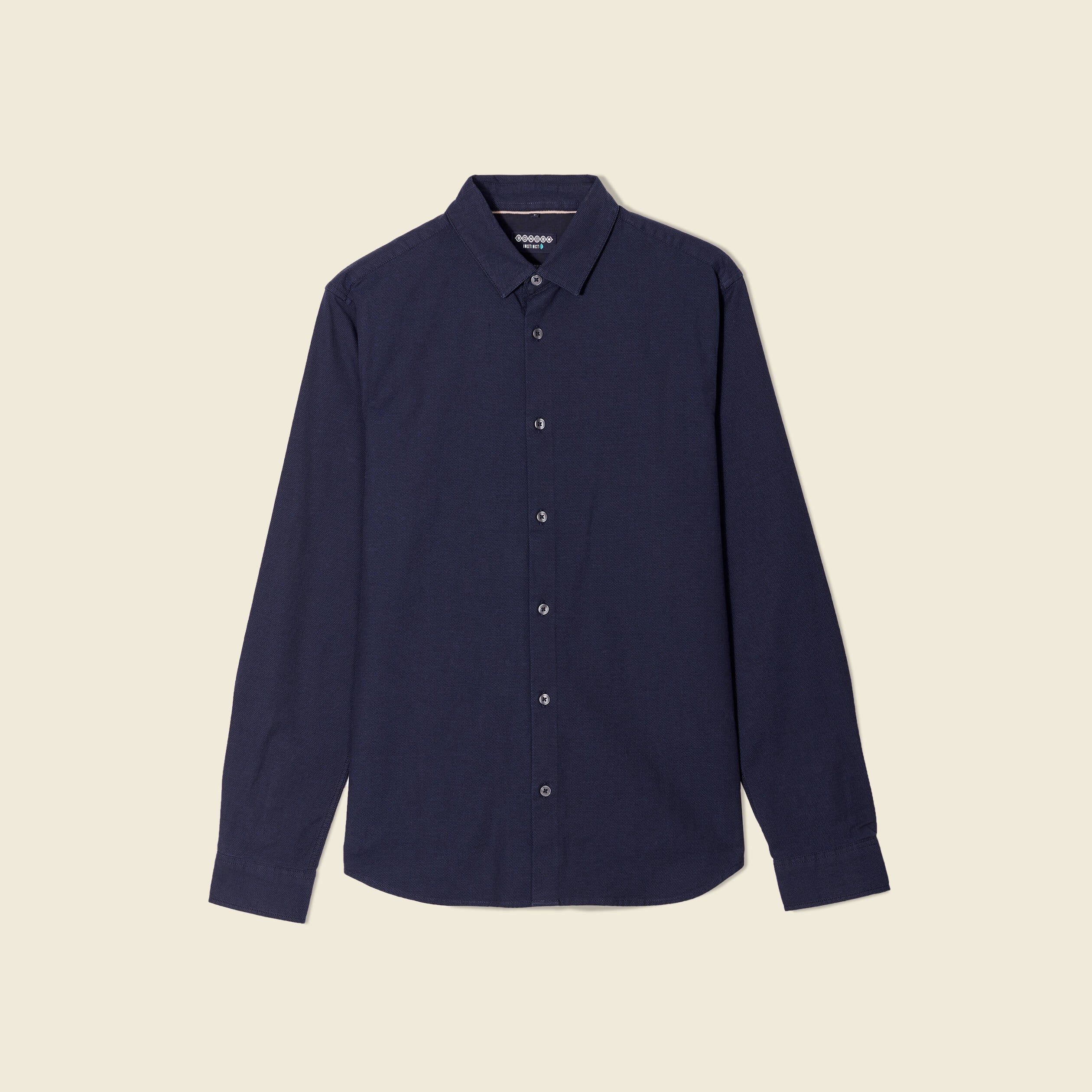 Chemise cintr&eacute;e manches longues bleu fonc&eacute; homme