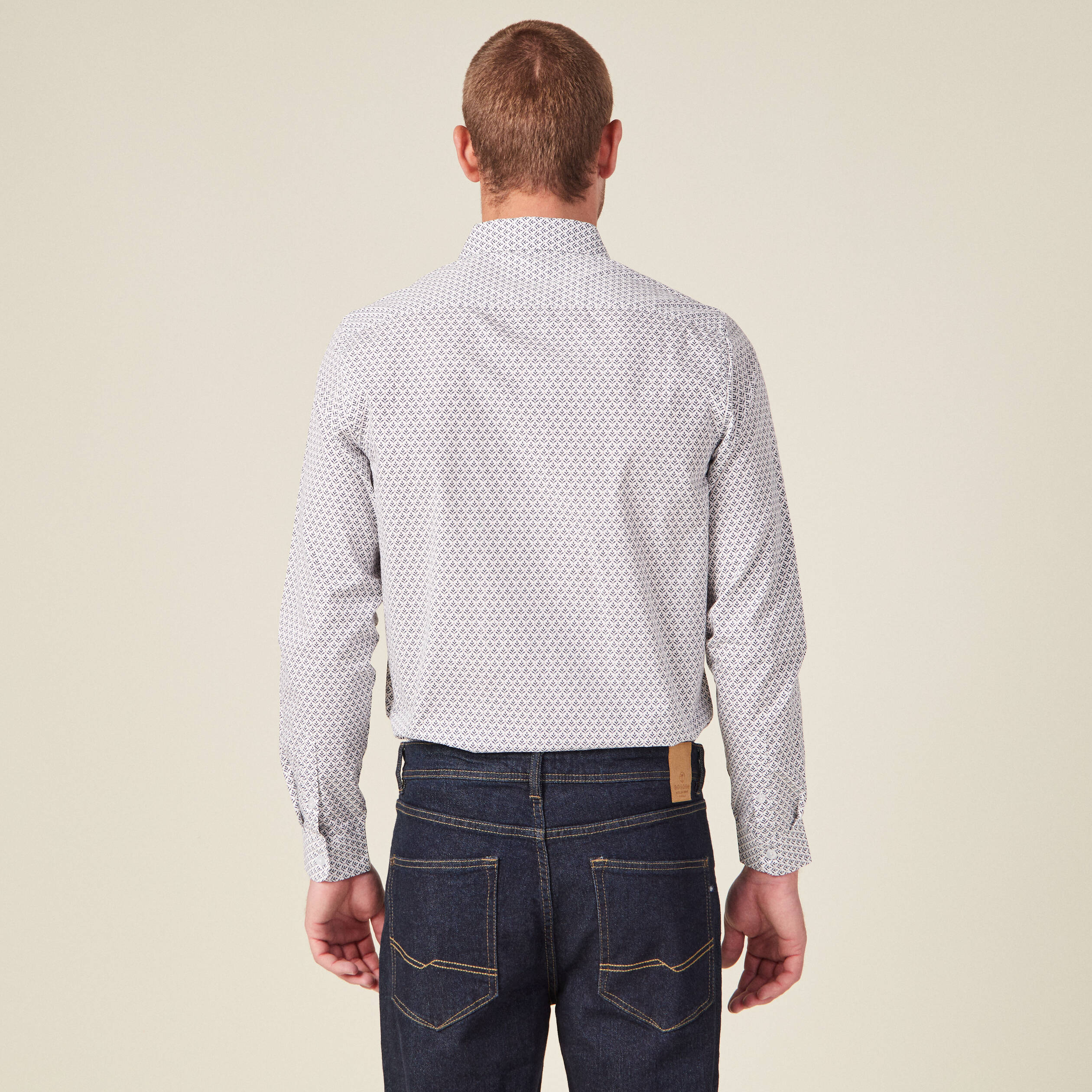 Chemise en coton manches longues blanc homme