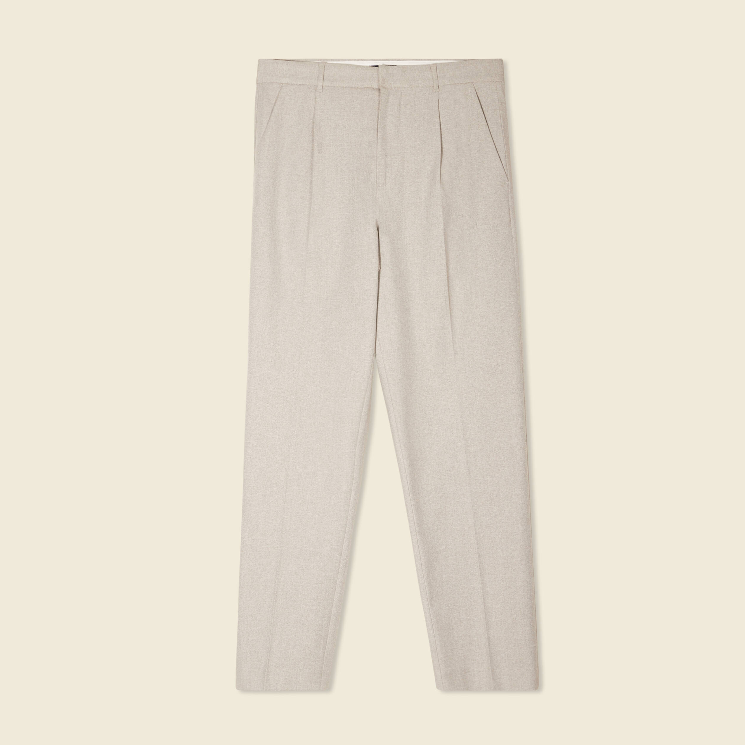 pantalon chino large a pinces beige homme Pantalon chino large à pinces beige homme