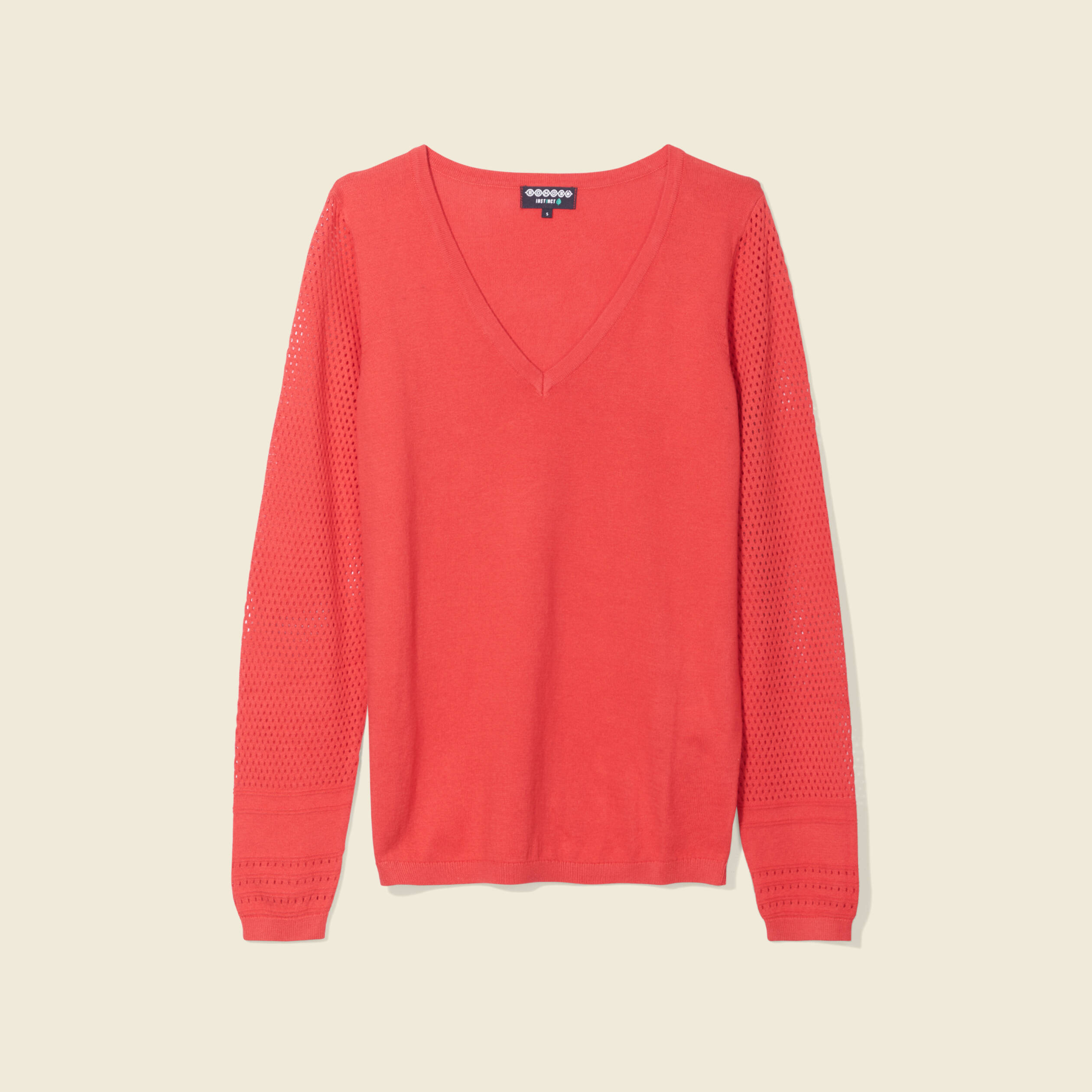 Pull à manches longues rouge foncé femme