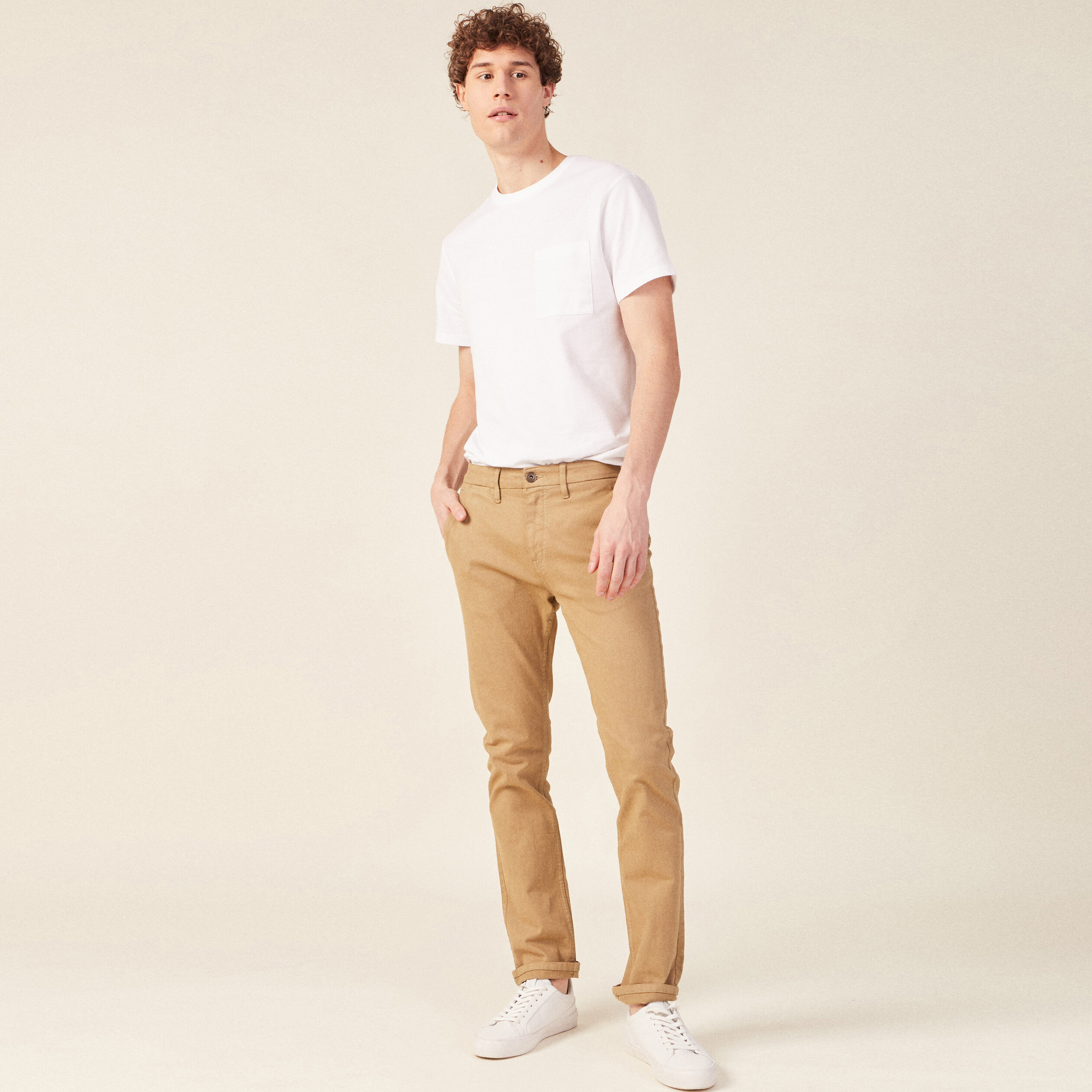 Pantalon chino slim vert kaki homme