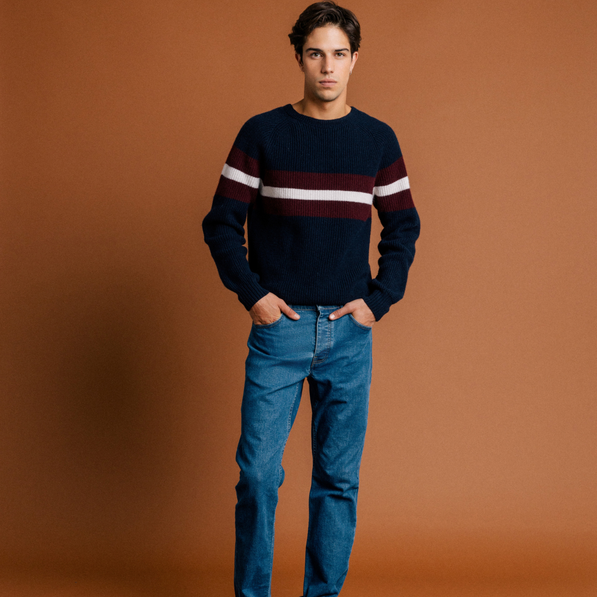 pull manches longues fabrique en france bleu marine homme Pull manches longues fabriqué en France bleu marine homme
