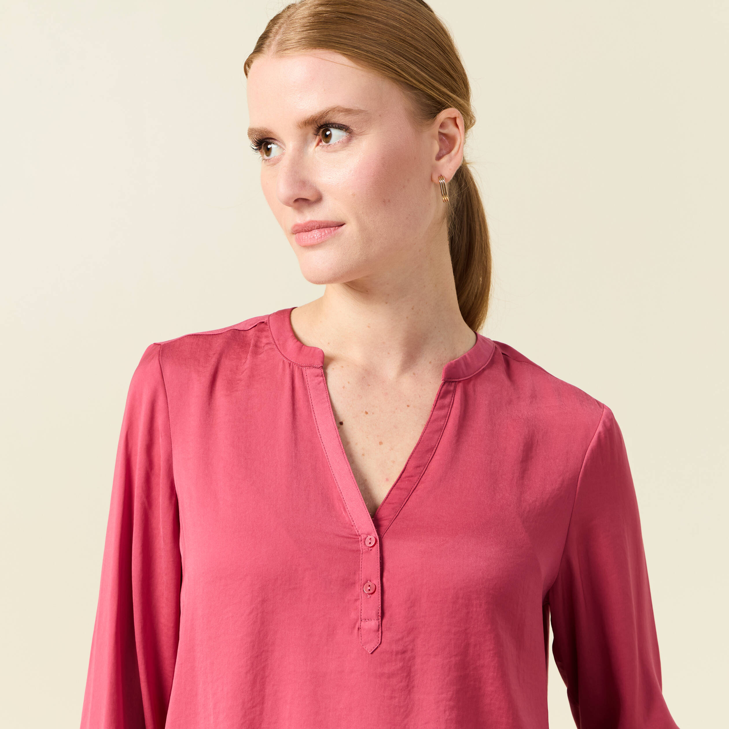 blouse manches longues satin vieux rose femme Blouse manches longues satin vieux rose femme