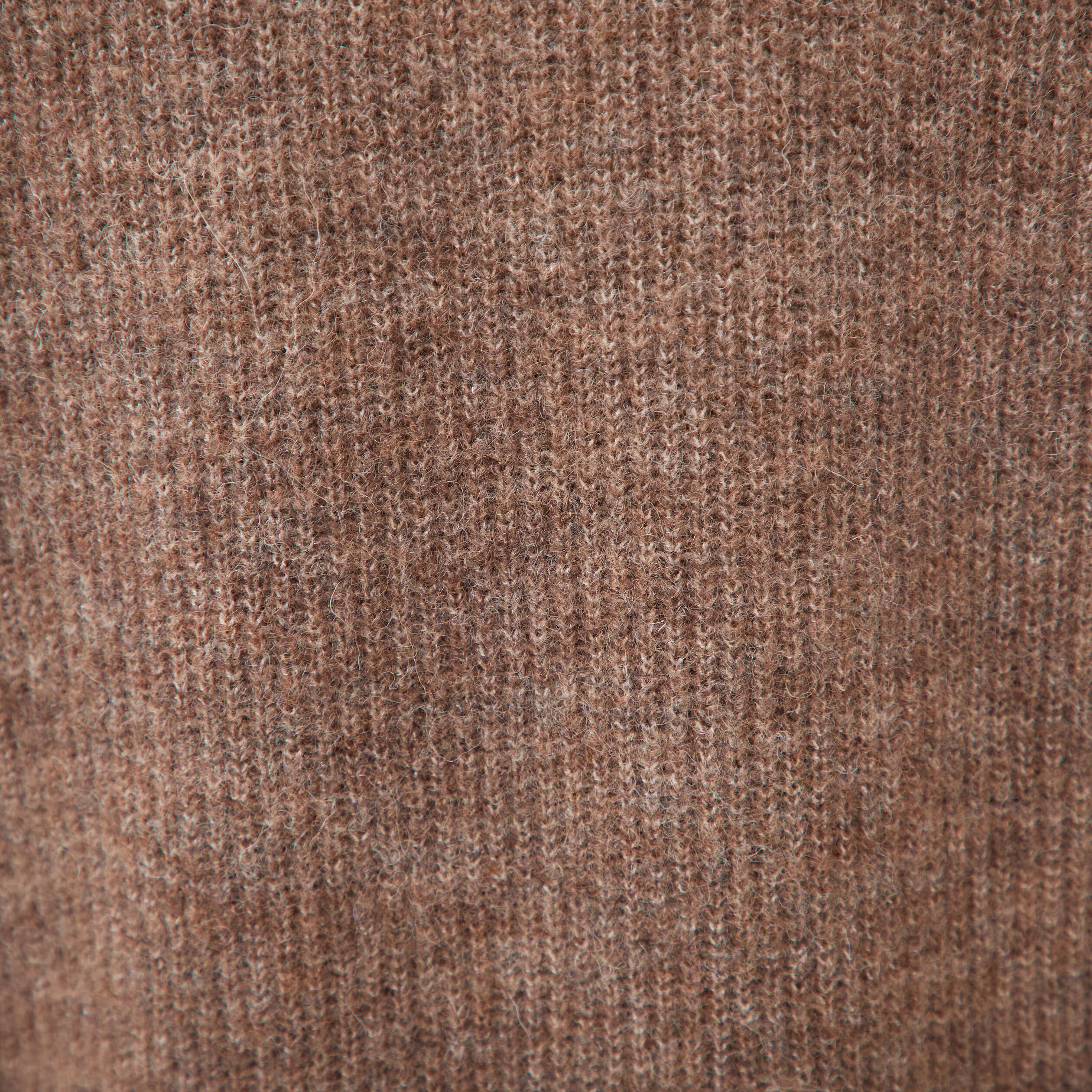 Pull droit col montant manches longues marron femme