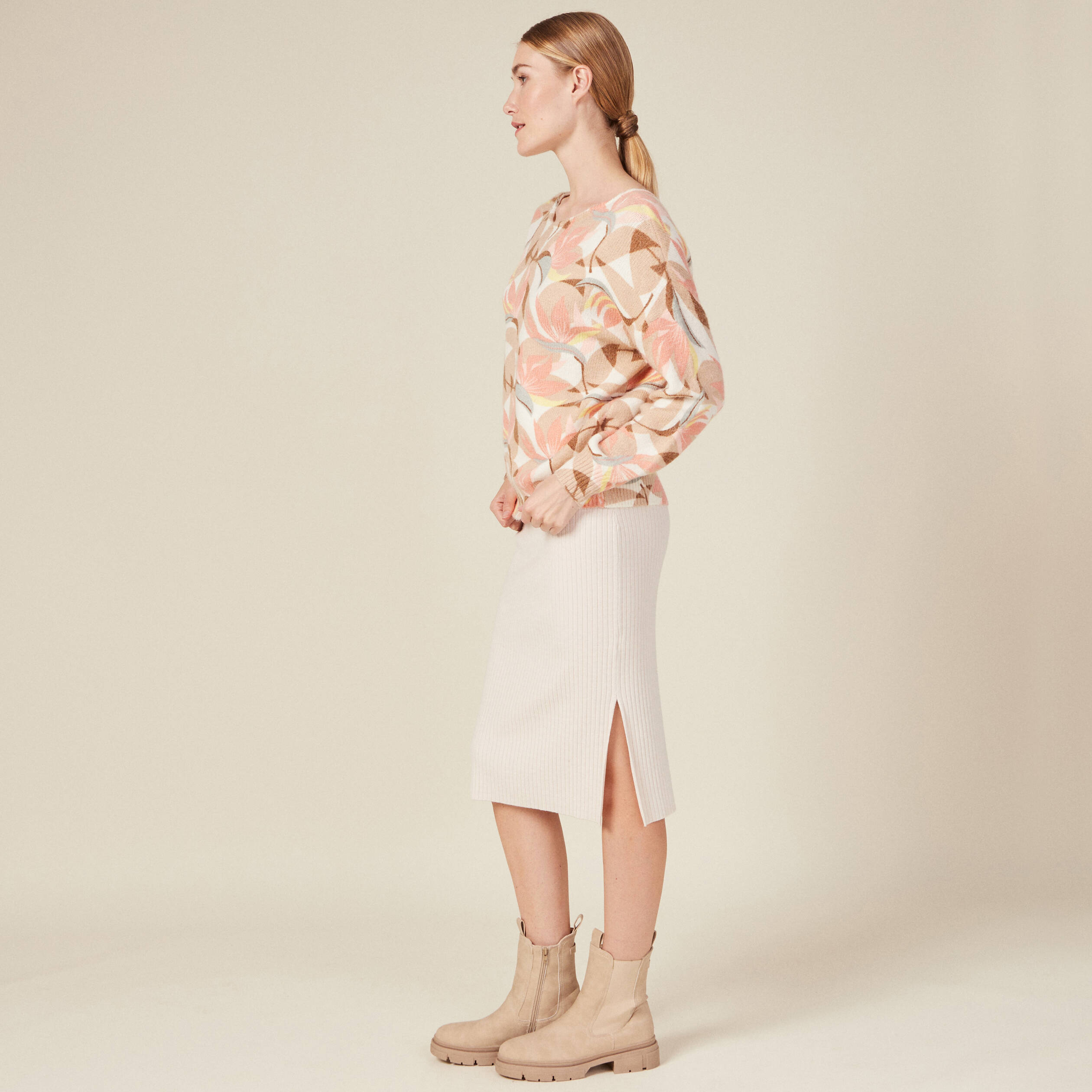 Pull manches longues beige femme | Vibs