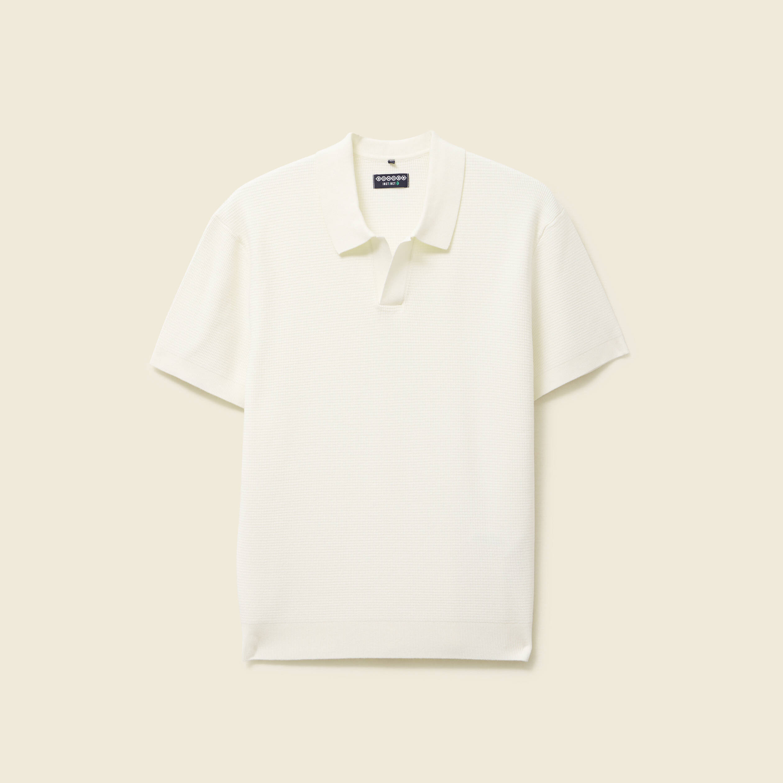 Polo cintr&eacute; manches courtes ecru homme