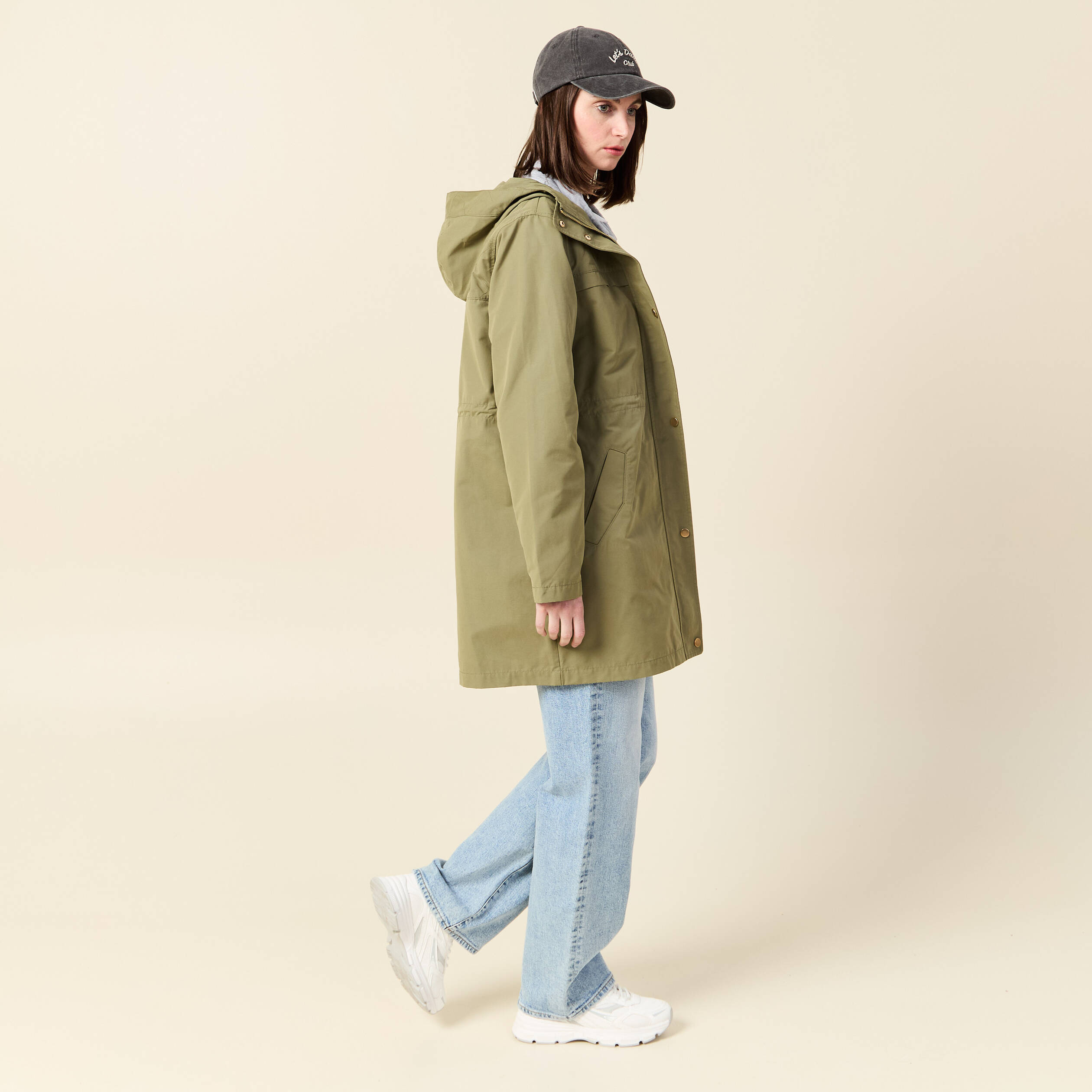 parka longue a capuche vert kaki femme Parka longue à capuche vert kaki femme