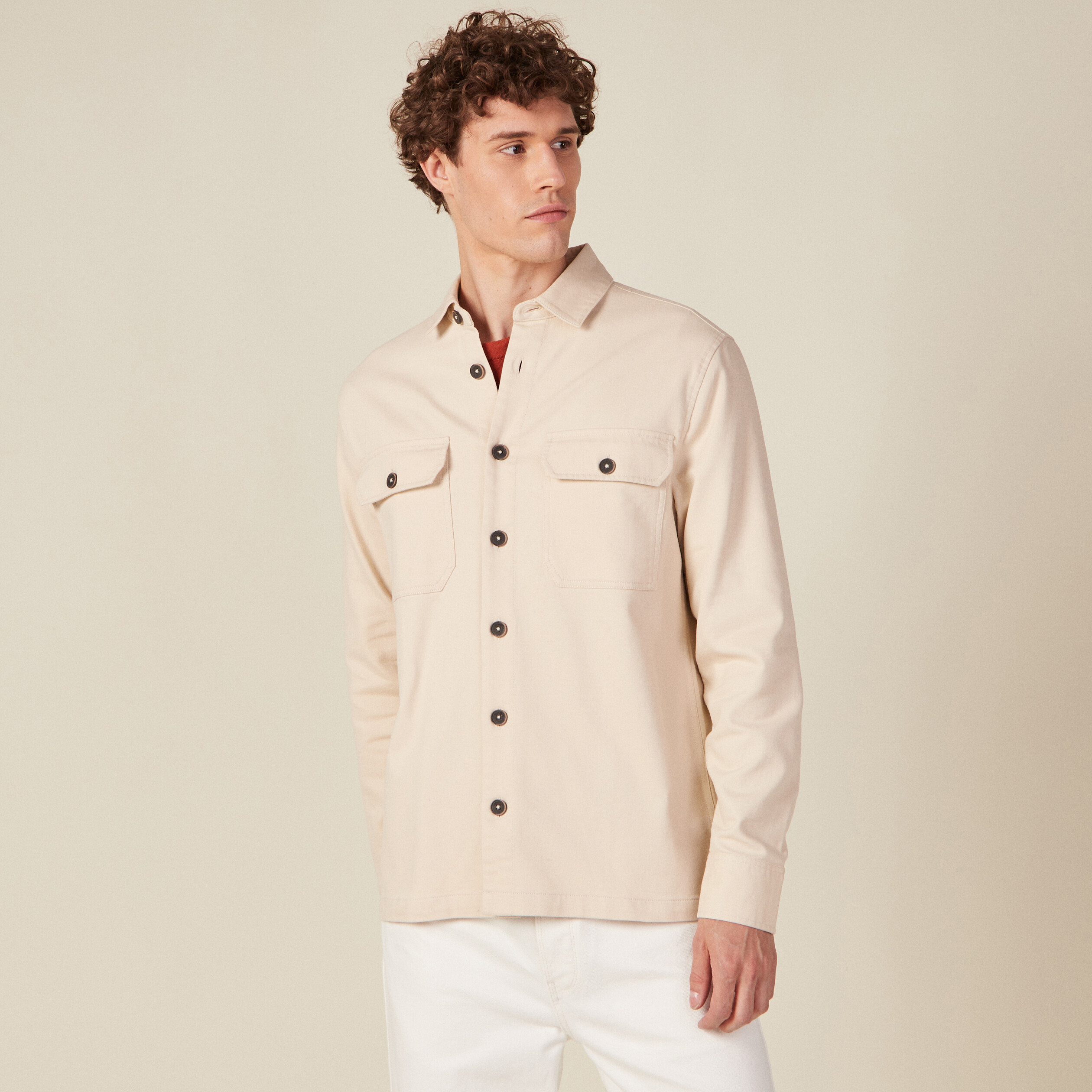 surchemise manches longues beige homme Surchemise manches longues beige homme