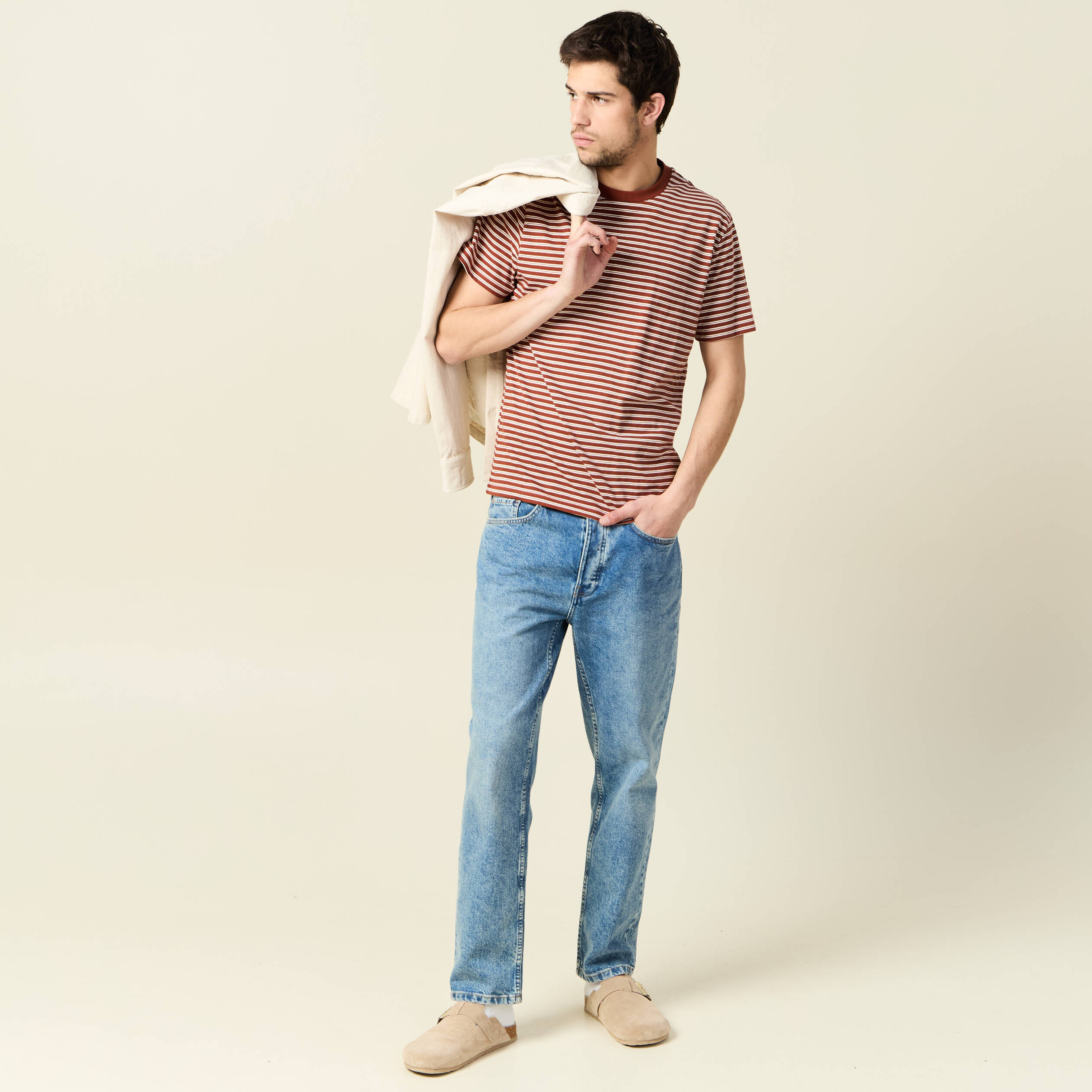 T-shirt manches courtes marron cognac homme