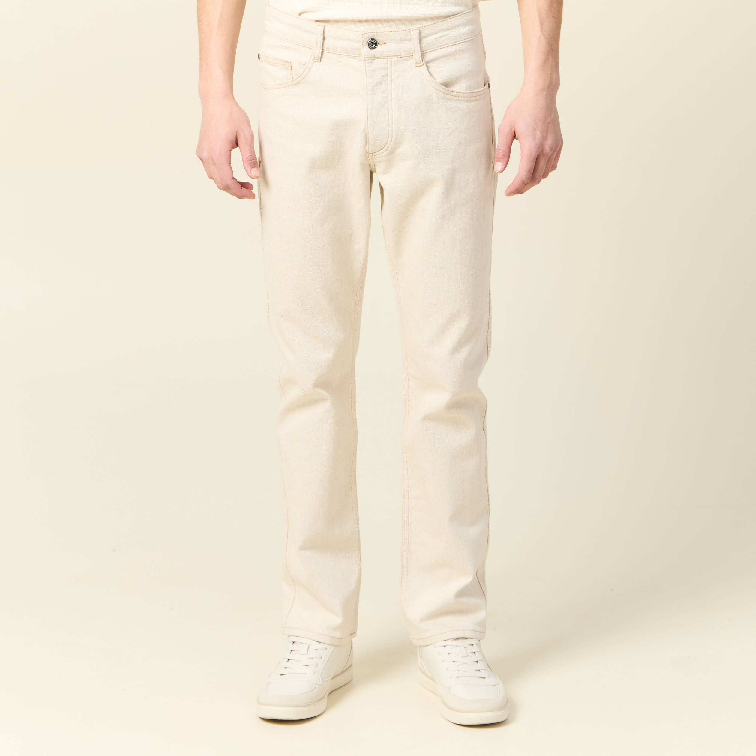 jeans regular 5 poches denim beige homme Jeans regular 5 poches denim beige homme
