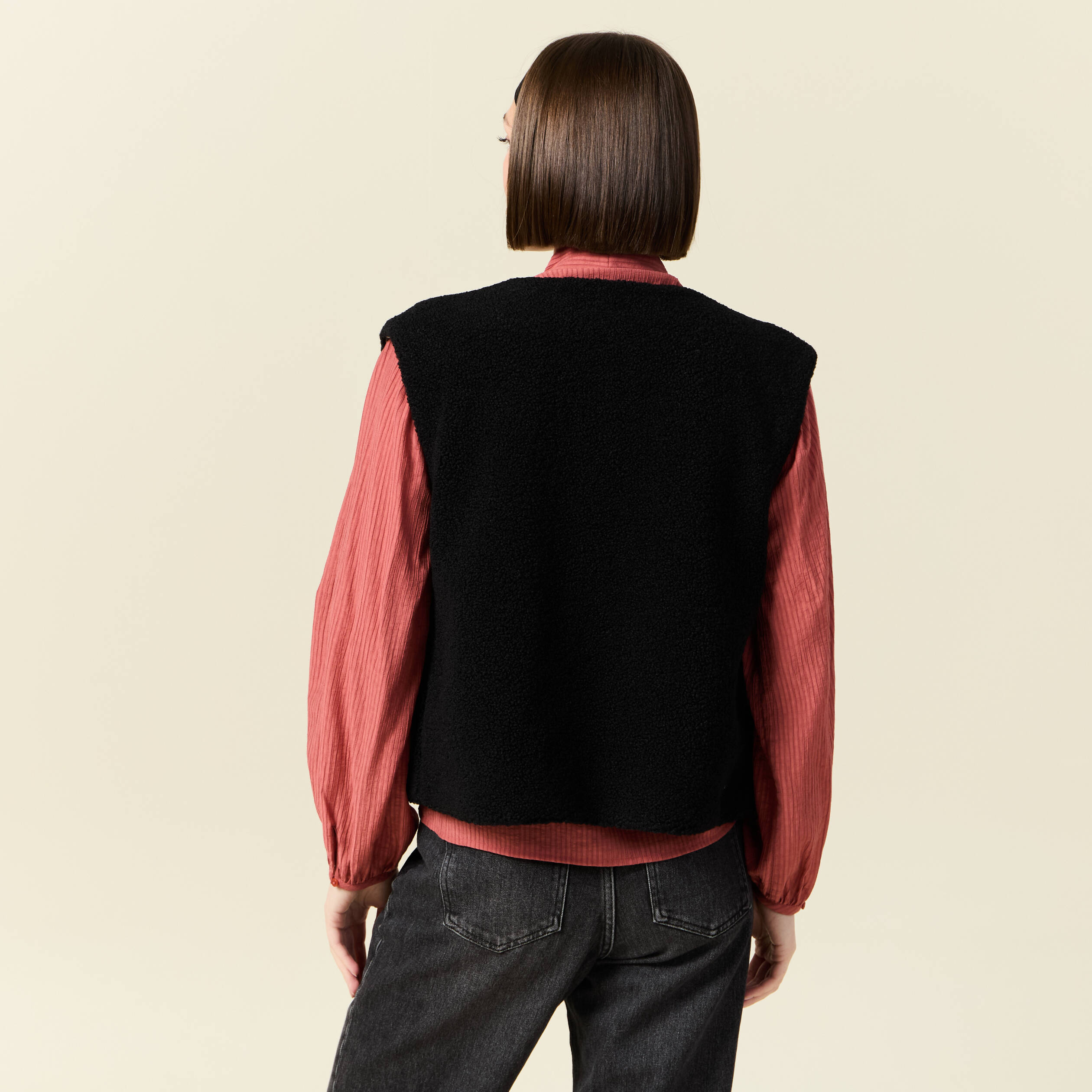 Gilet sans manches r&eacute;versible noir femme
