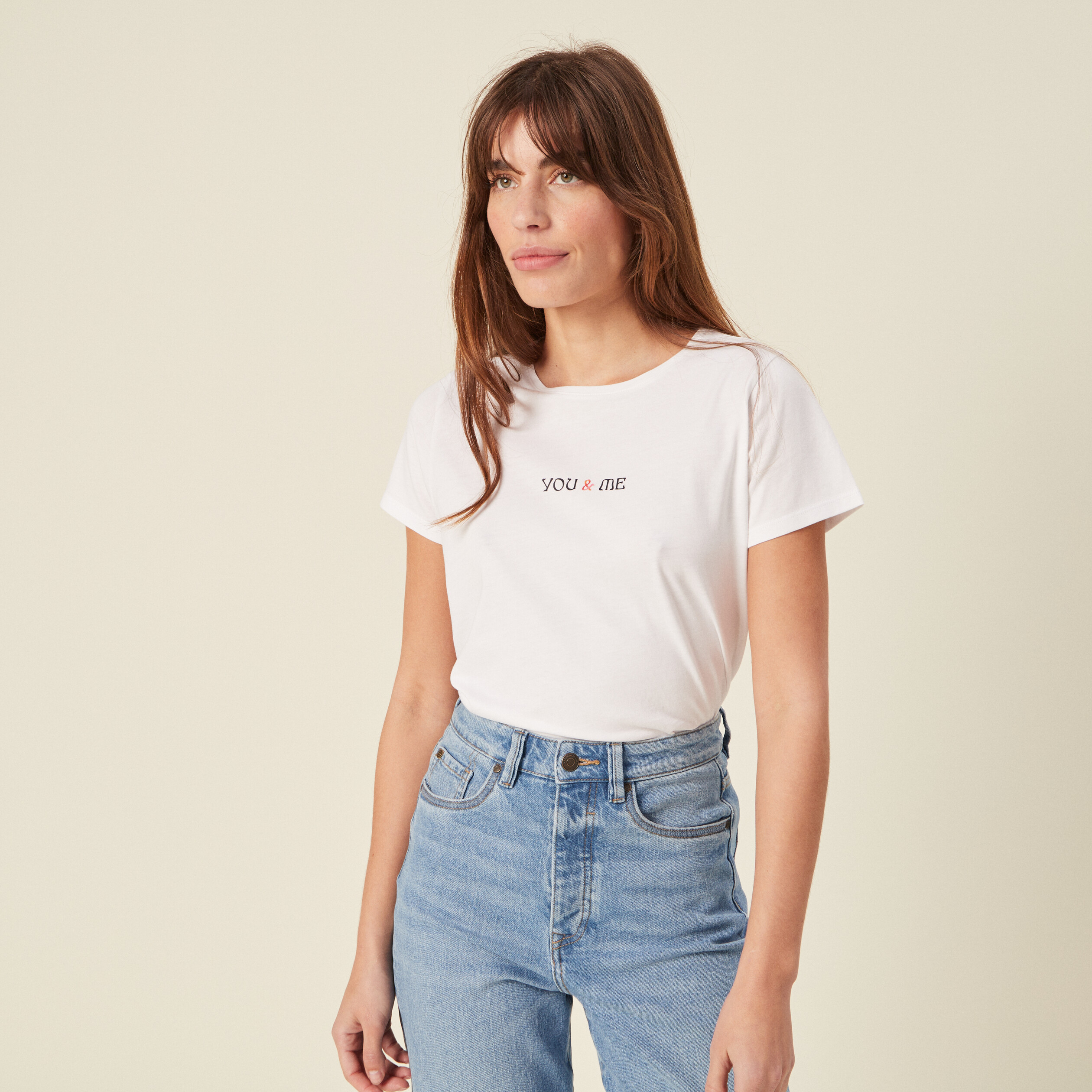 T-shirt à manches courtes ecru femme