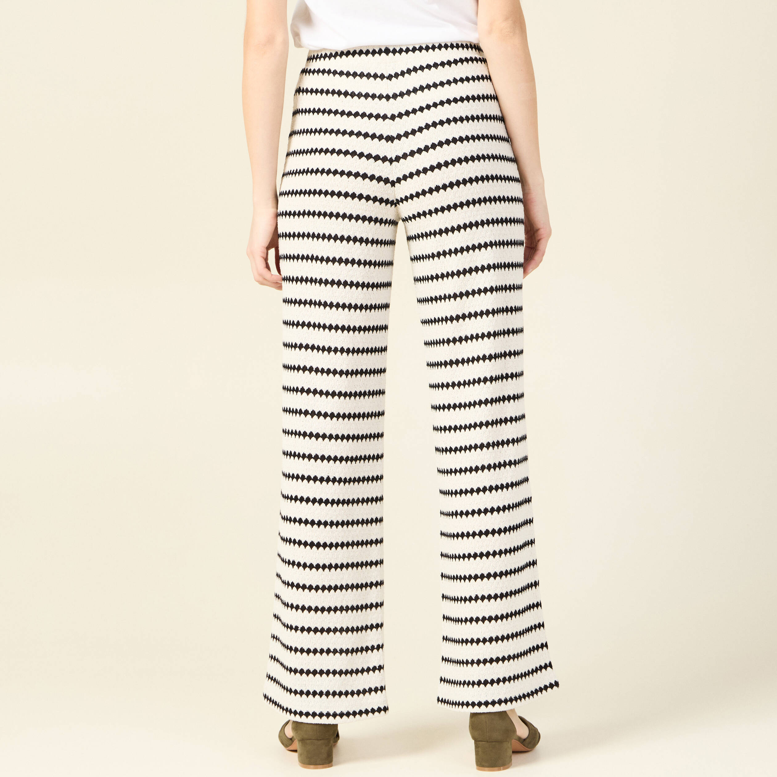 pantalon large en tricot blanc femme Pantalon large en tricot blanc femme