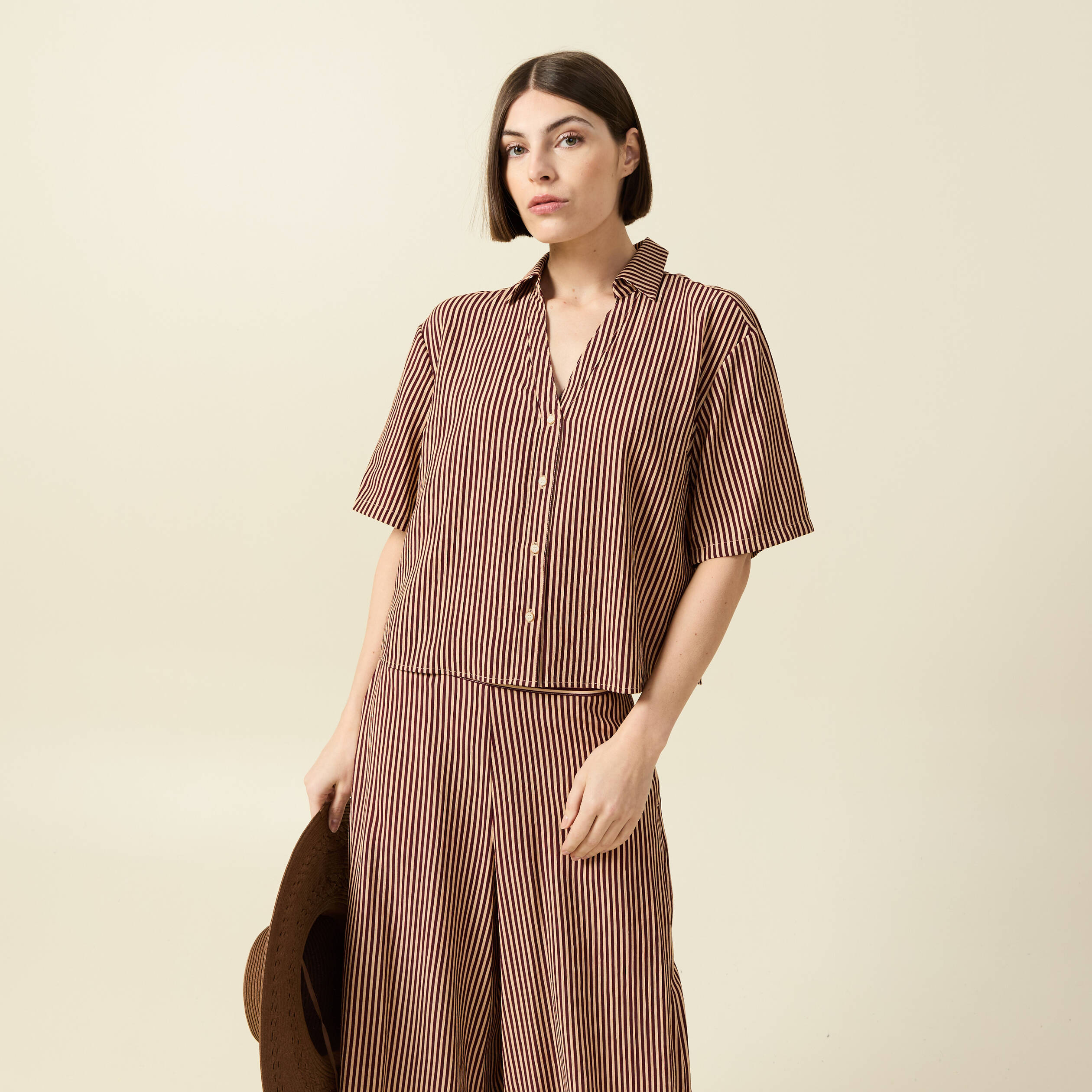 Blouse manches courtes fluide violet femme