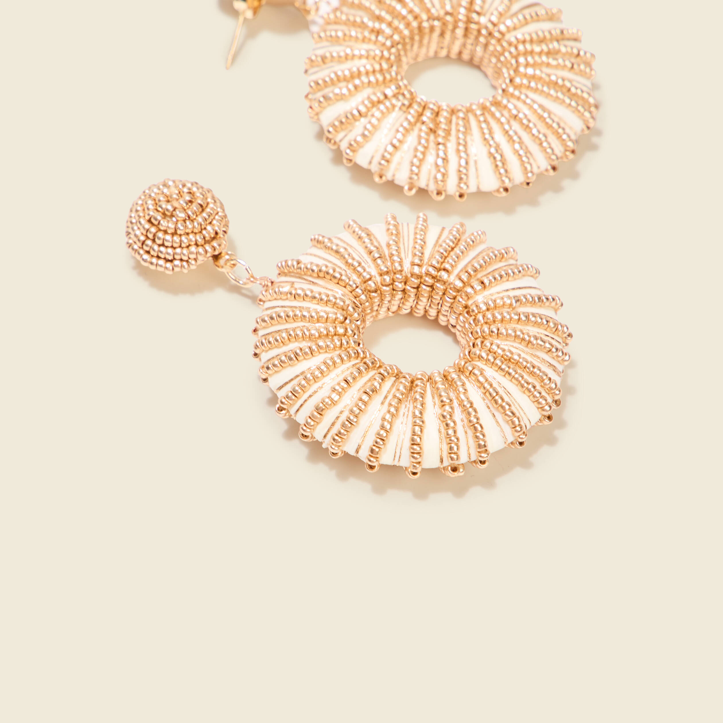 Boucles d'oreilles pendantes ecru femme