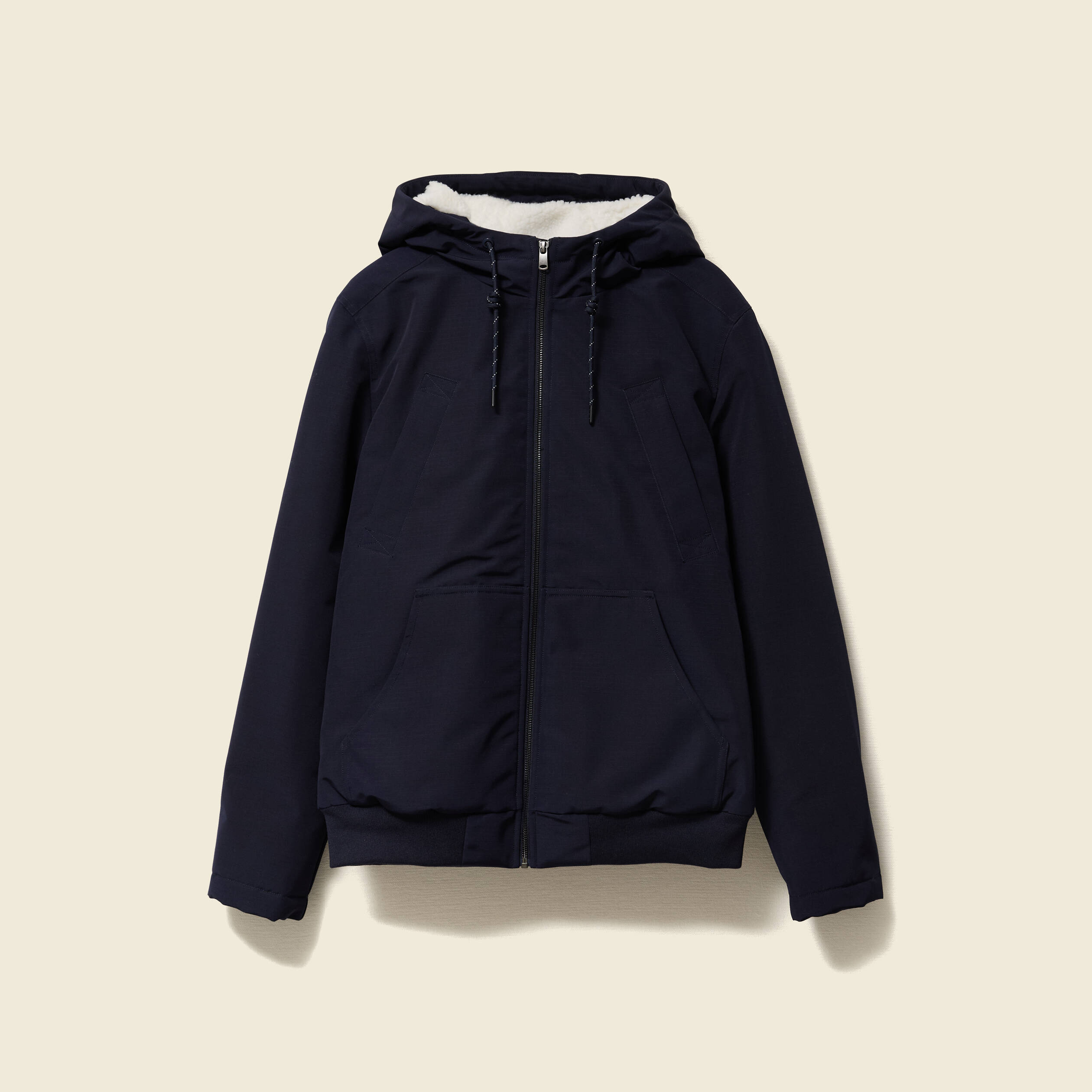 Parka courte &agrave; capuche bleu fonc&eacute; homme