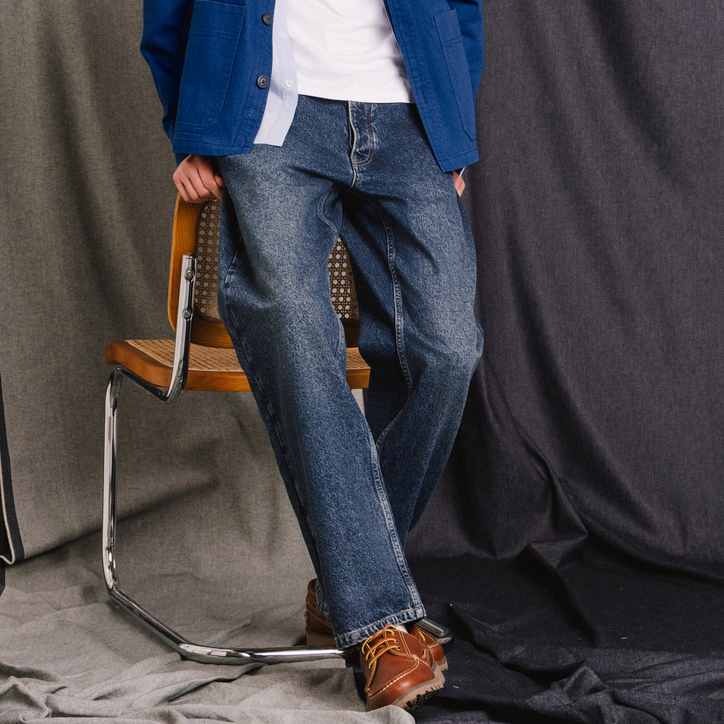 Jeans large longueur 32 en coton bleu homme Vibs