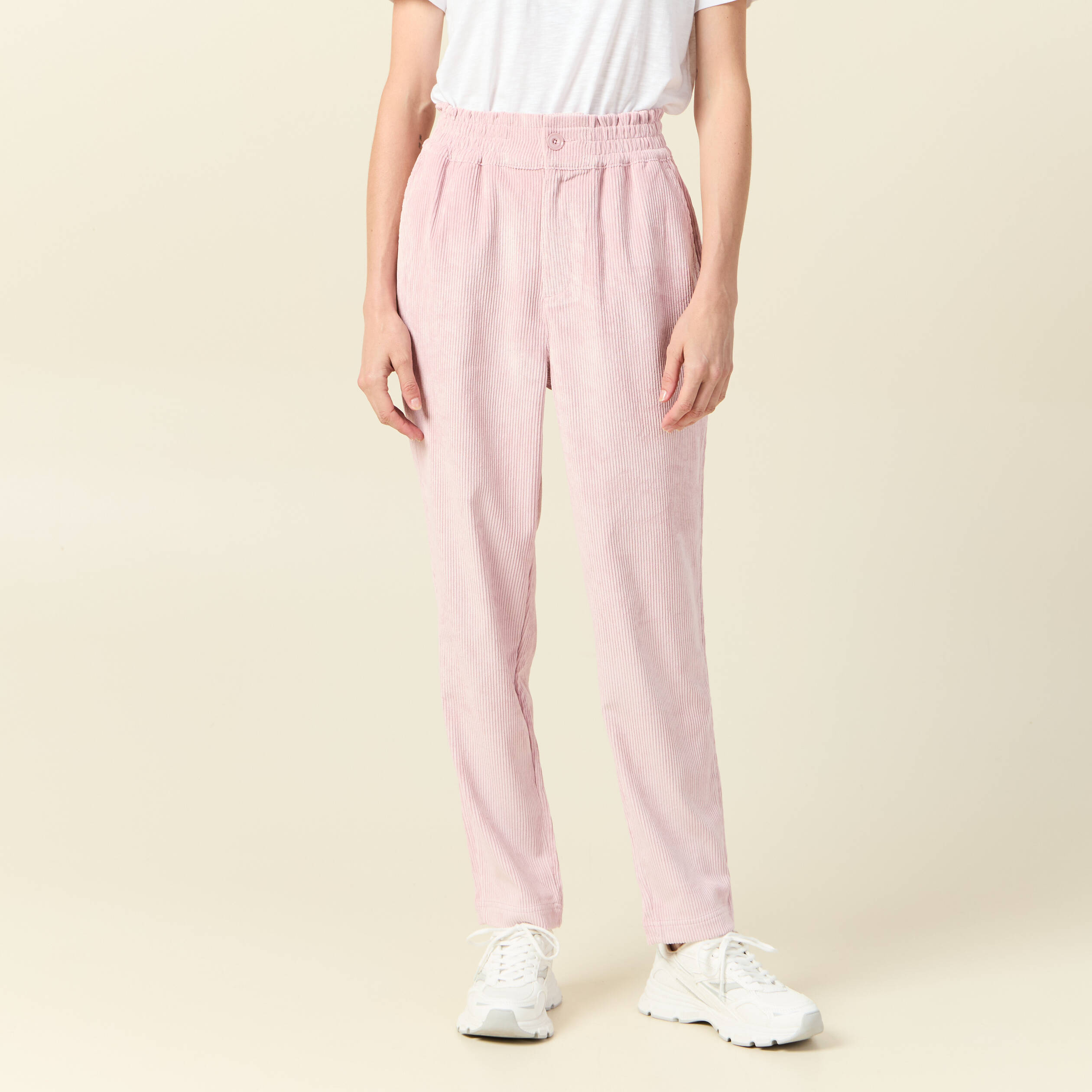Tregging velours 7/8ème rose pastel femme
