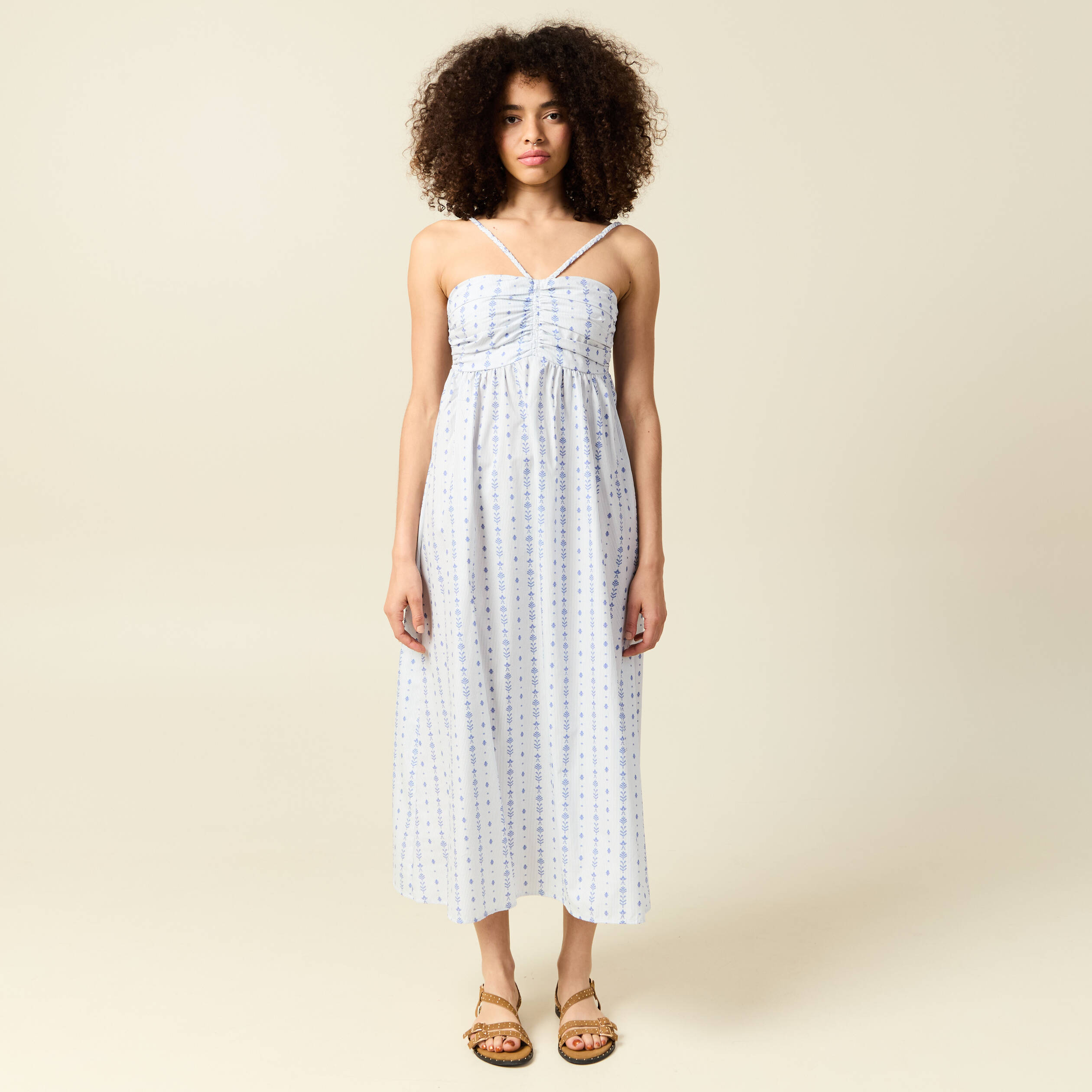robe sans manches en coton bleu clair femme Robe sans manches en coton bleu clair femme