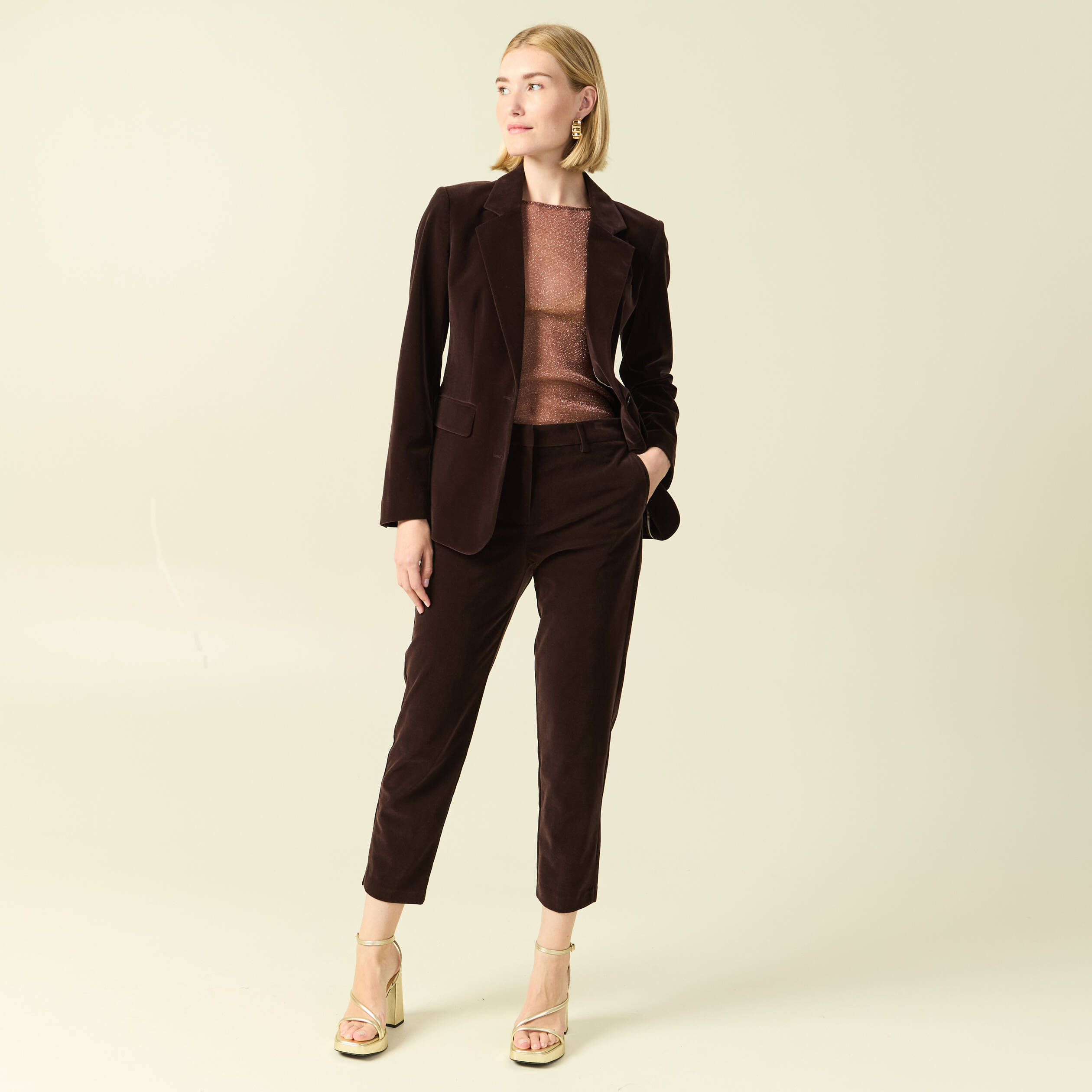 Veste blazer velours marron foncé femme Vibs