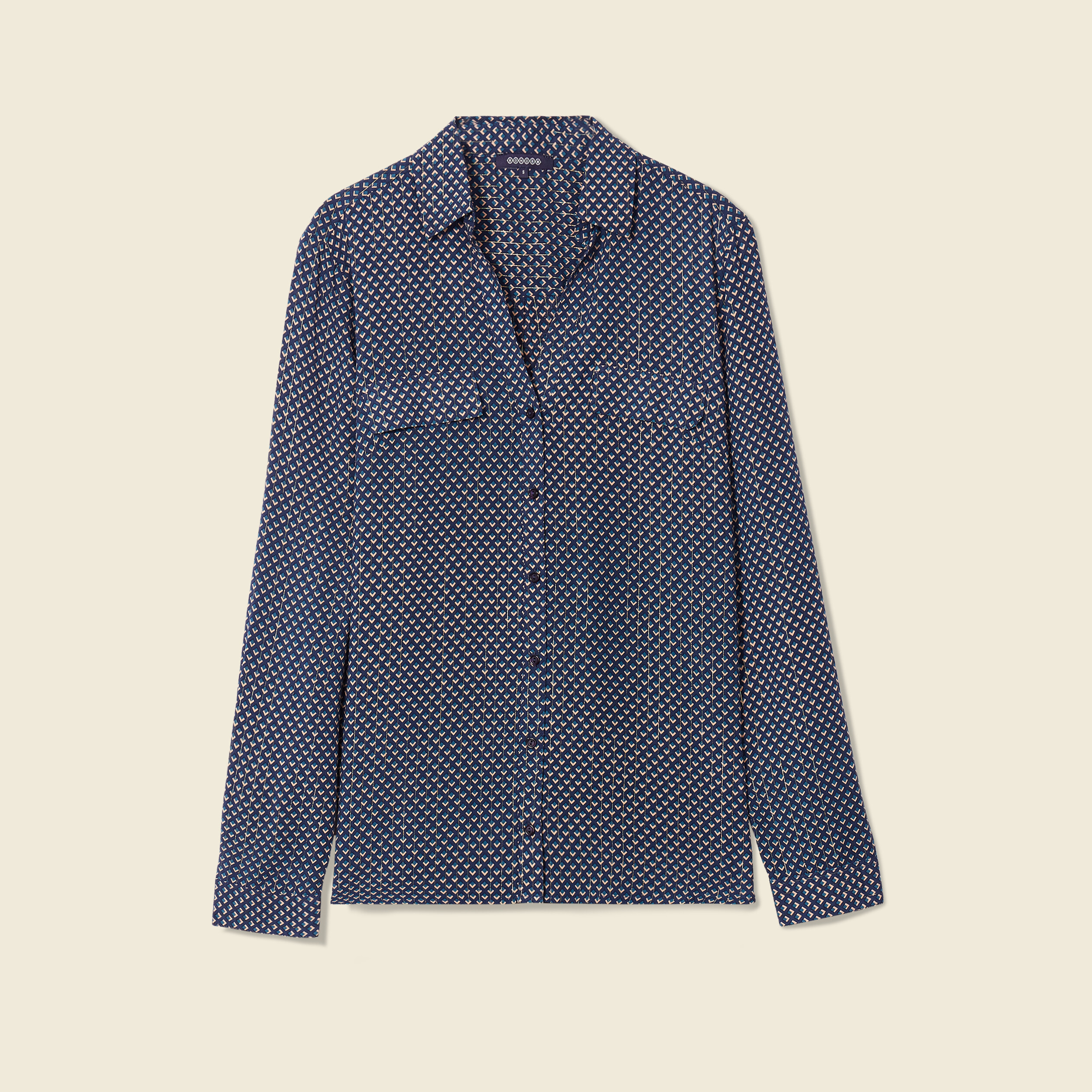 Chemise manches longues bleu femme
