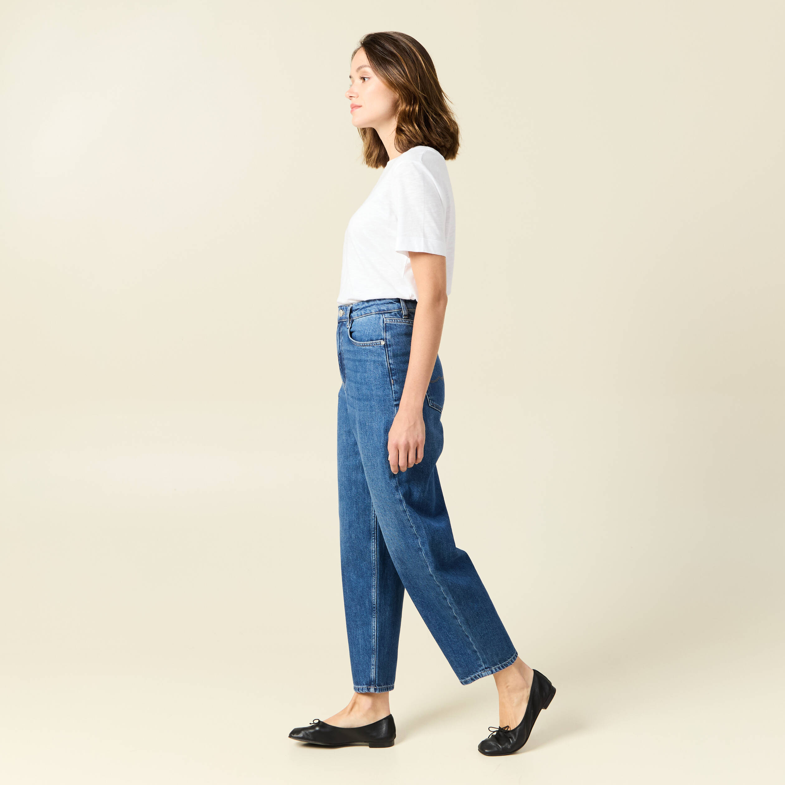 jeans barrel taille haute denim stone femme Jeans barrel taille haute denim stone femme