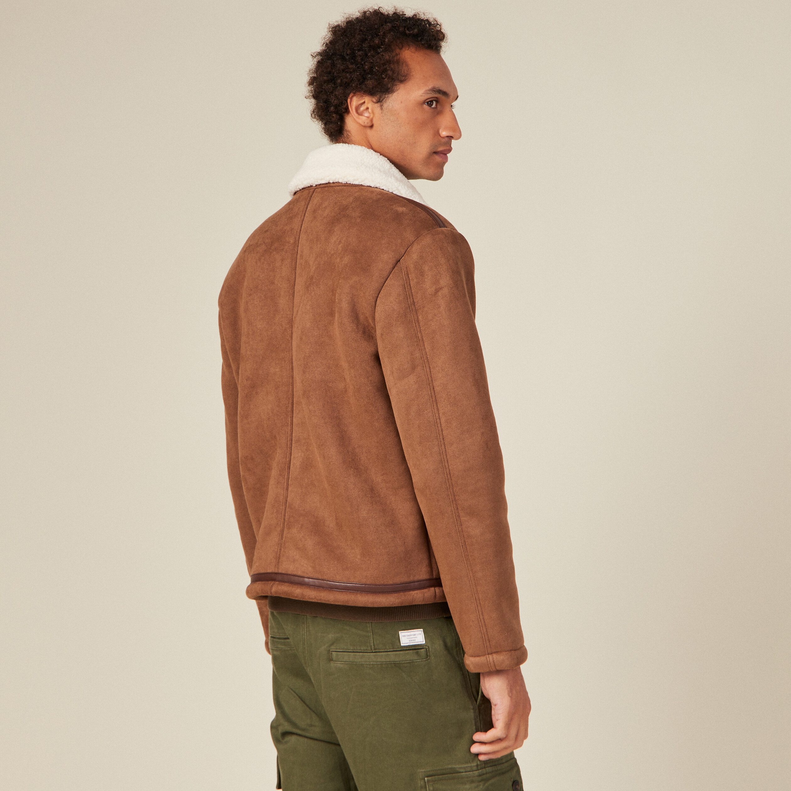 blouson suedine col aviateur marron homme Blouson suédine col aviateur marron homme
