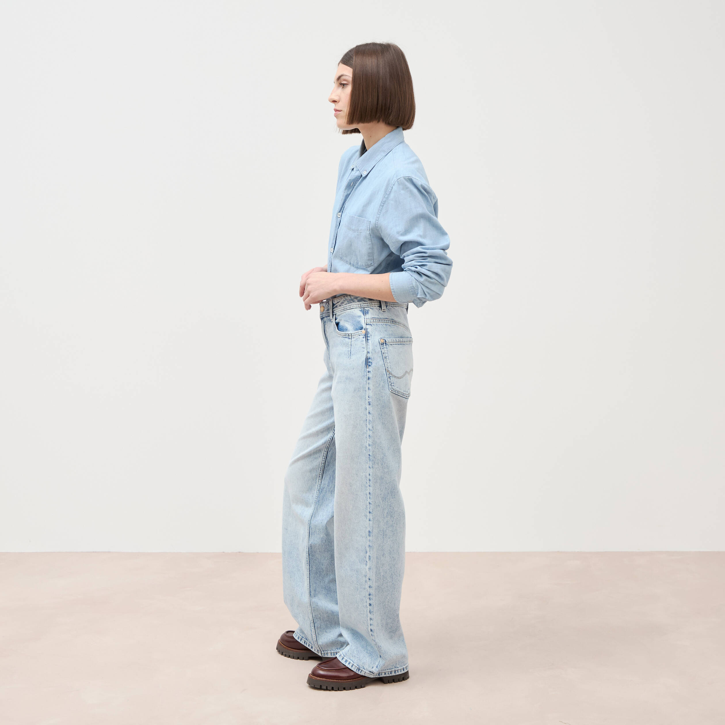 Jeans large taille standard denim snow bleu femme
