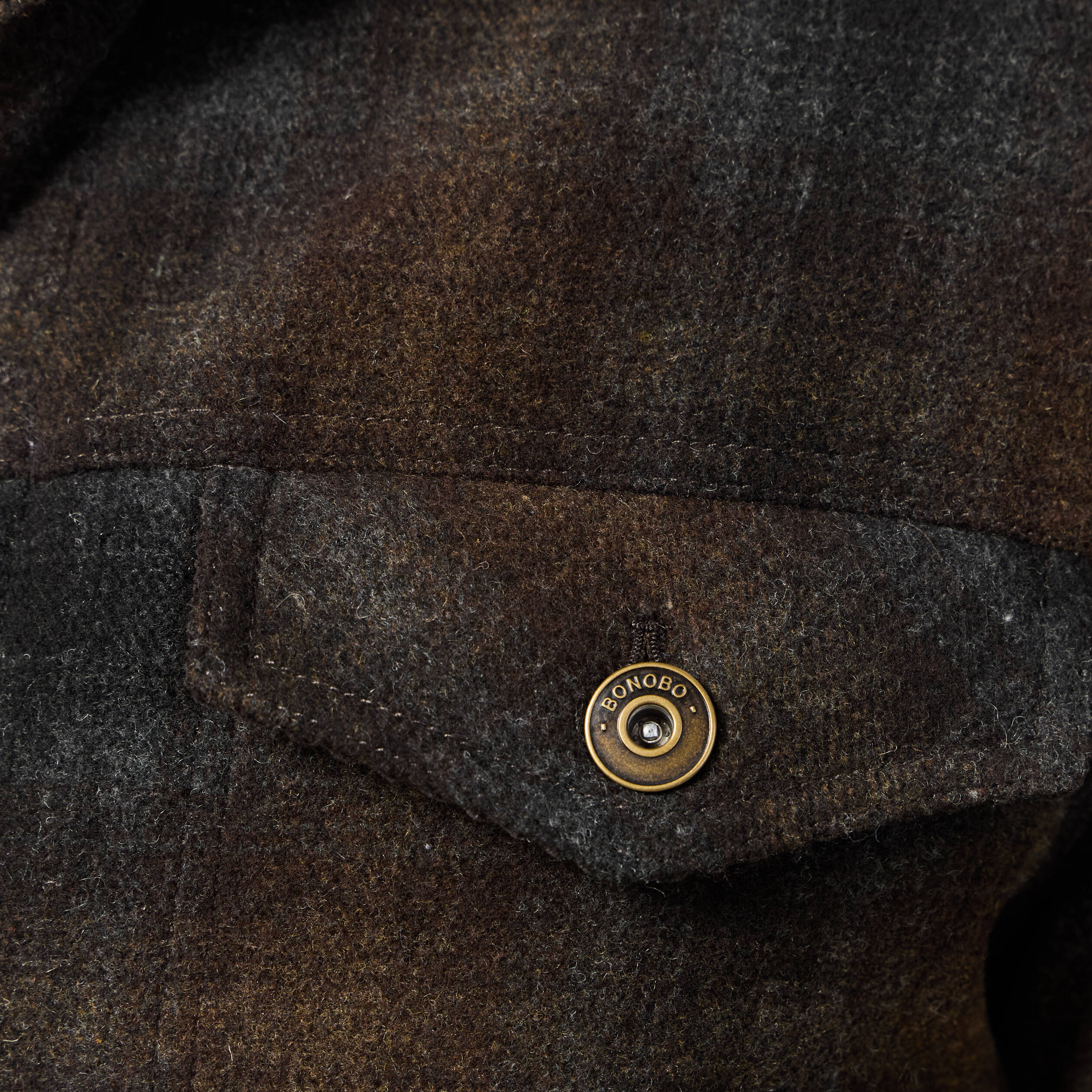Veste droite courte col chemise marron fonc&eacute; homme