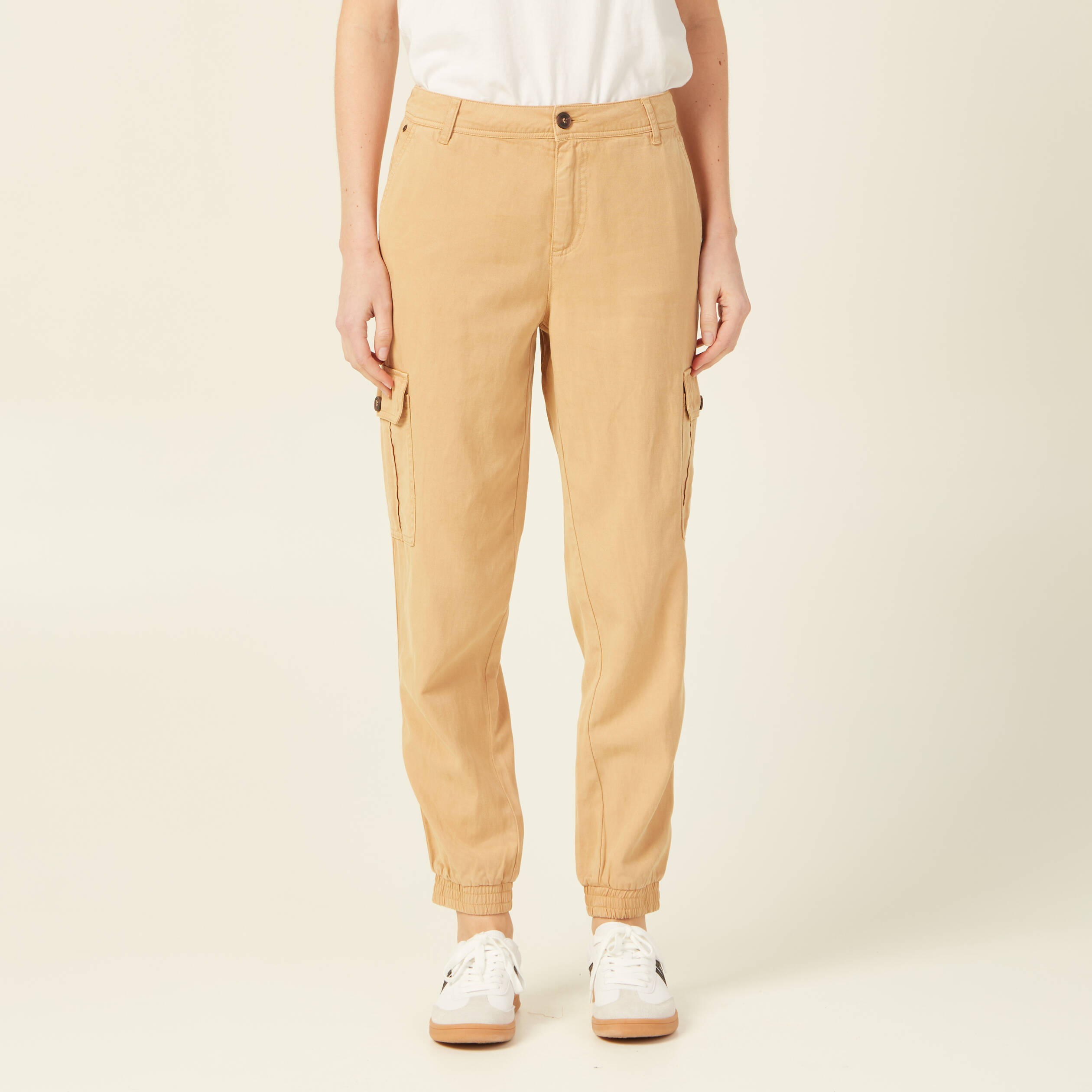 pantalon eco responsable beige femme Pantalon éco-responsable beige femme