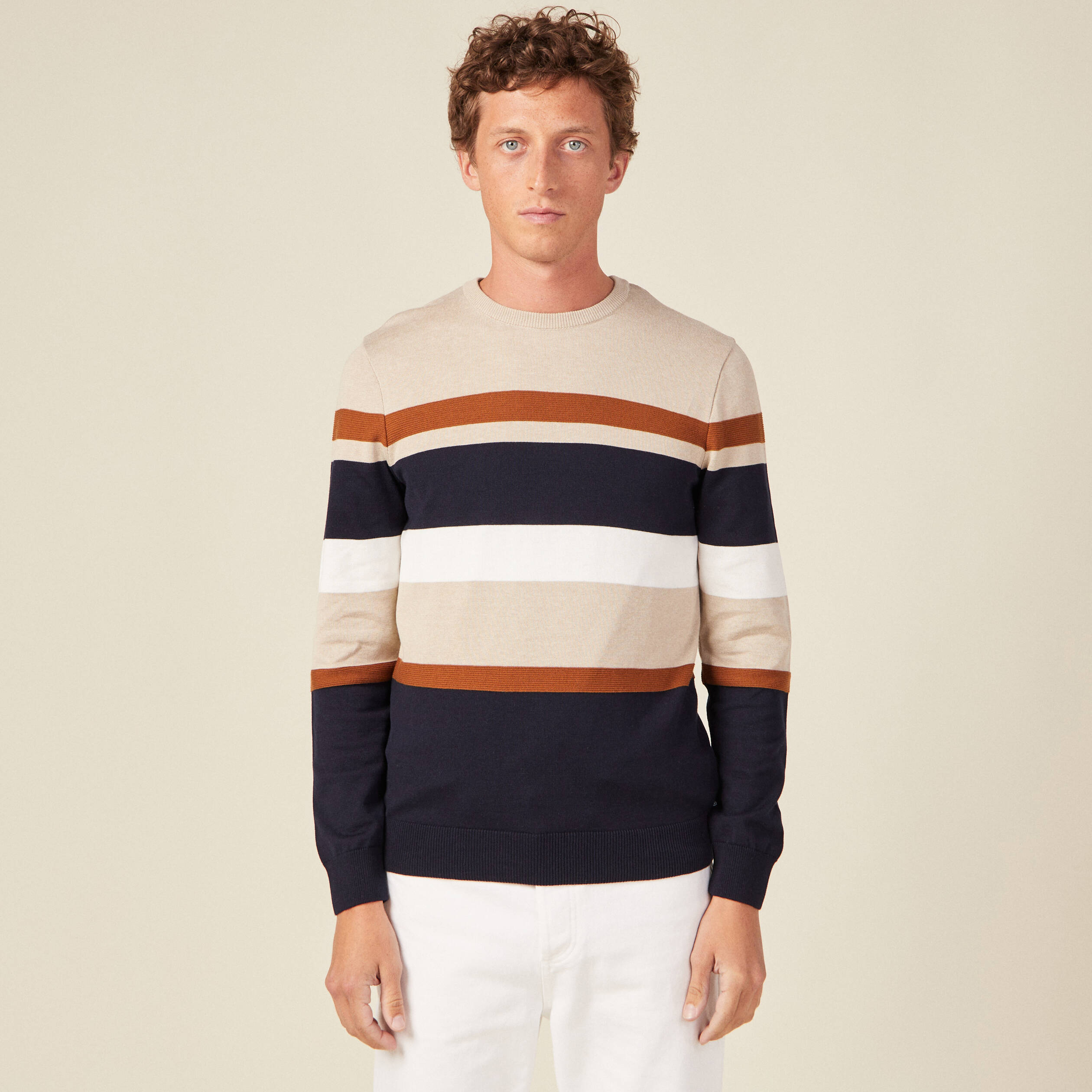 Pull manches longues marron homme