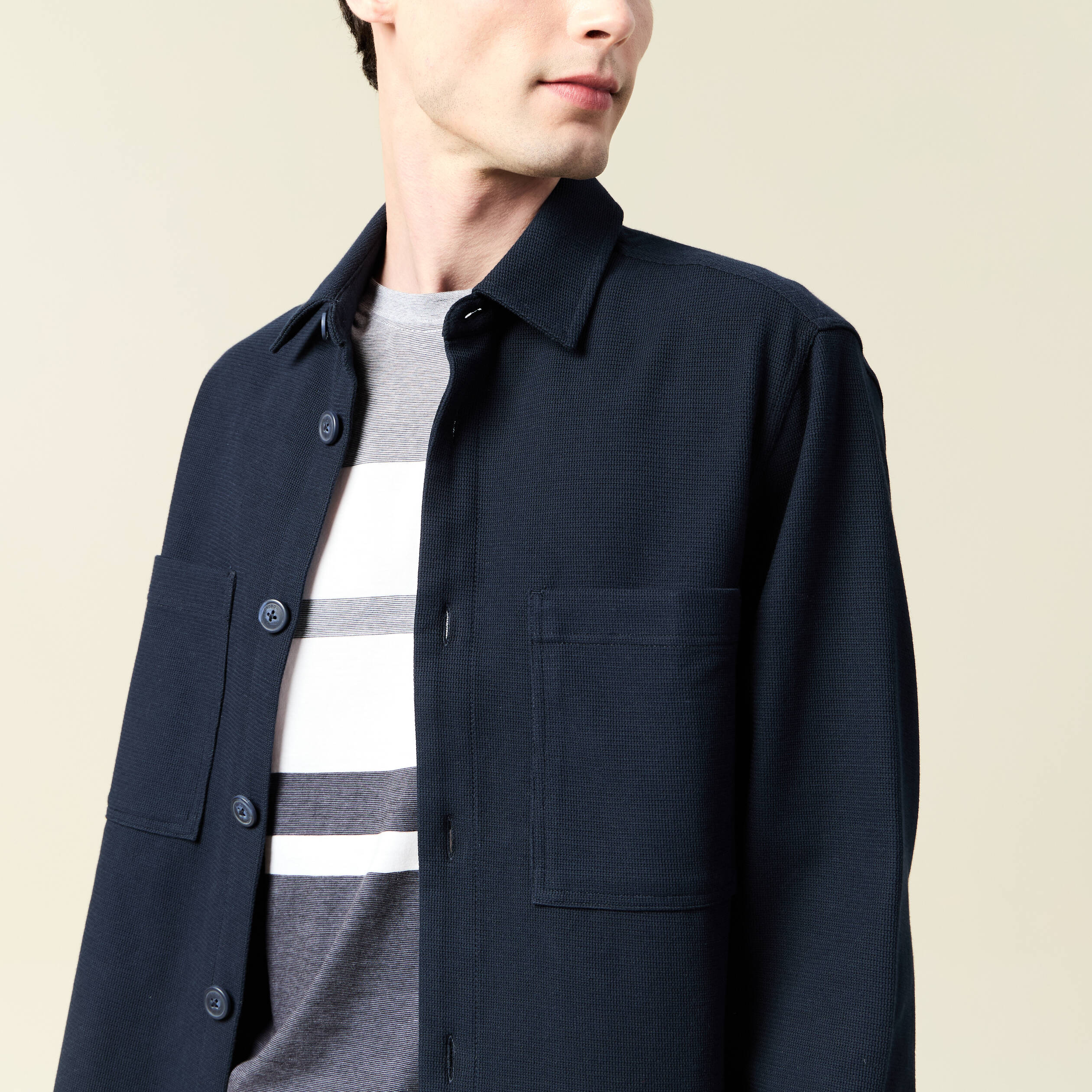 Surchemise manches longues bleu marine homme