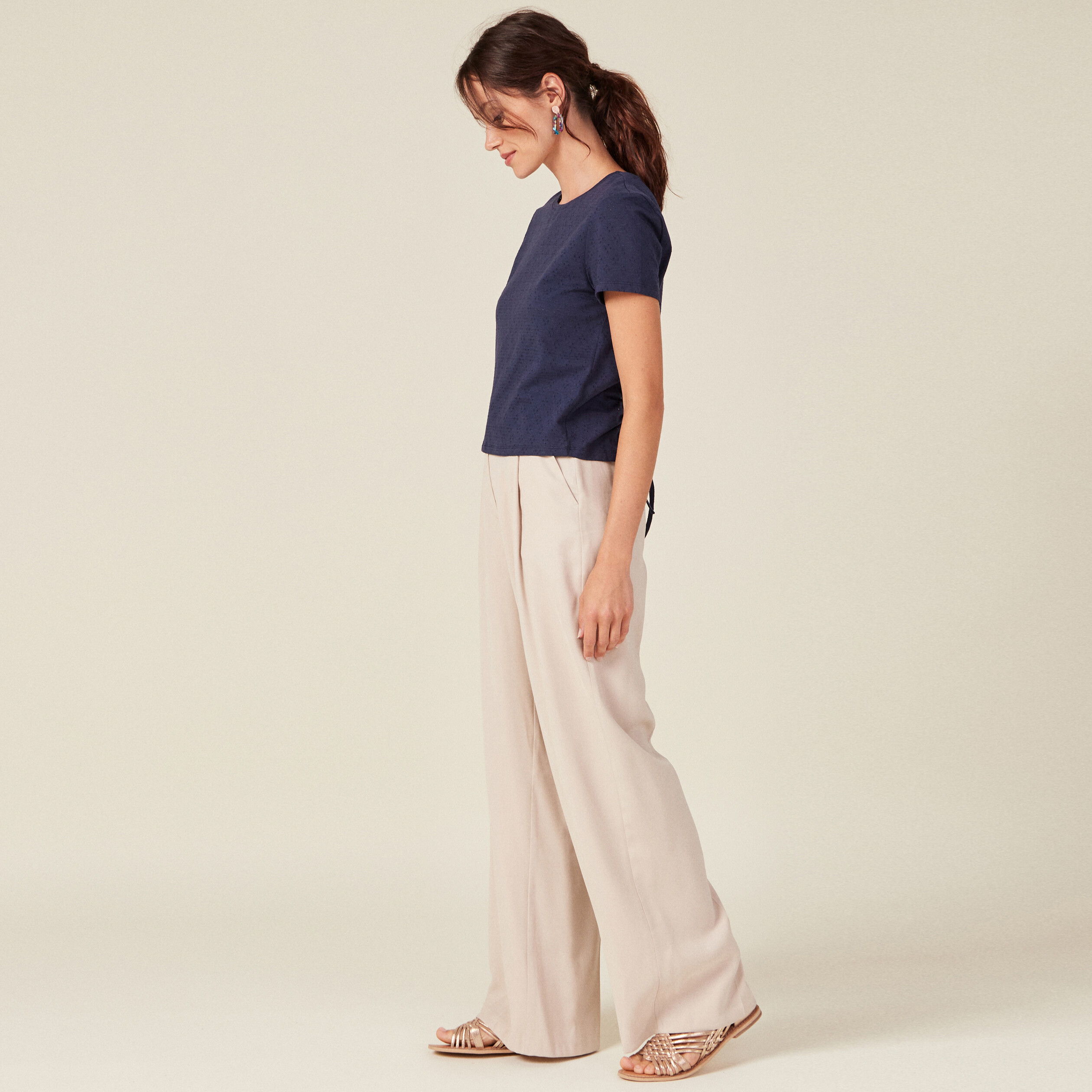 T-shirt manches courtes bleu marine femme