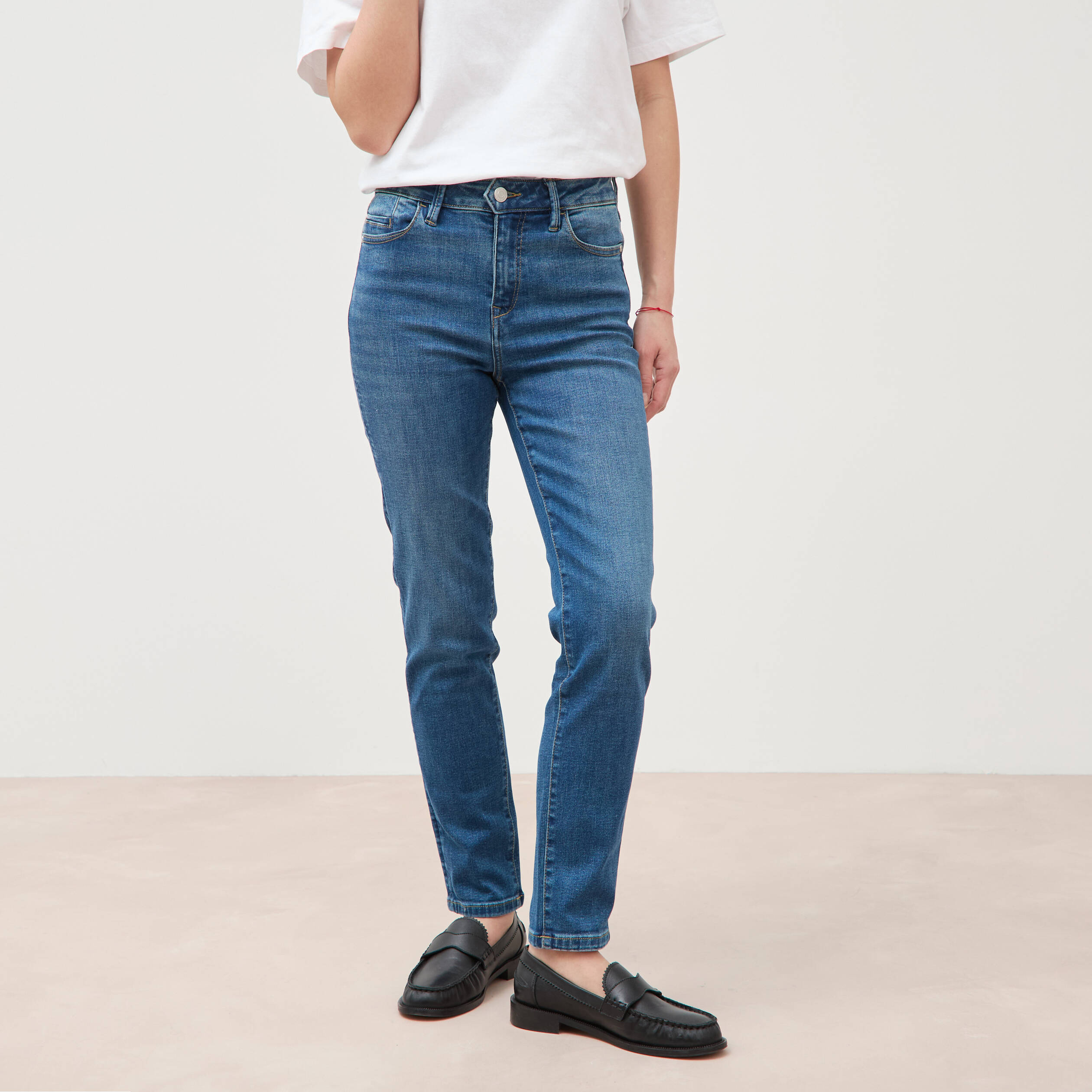 Jeans slim taille haute 7/8&egrave;me denim stone femme