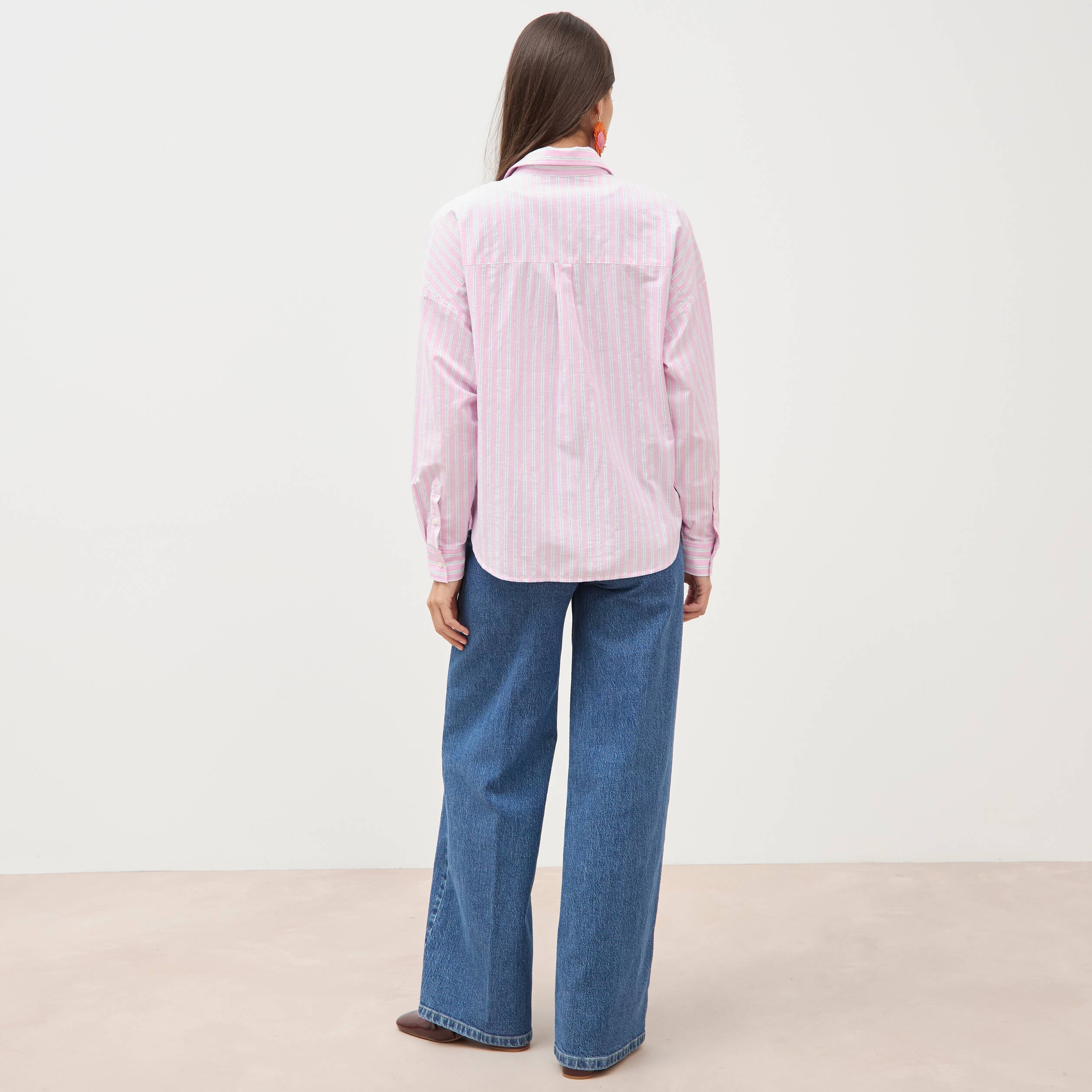 Chemise manches longues rose femme