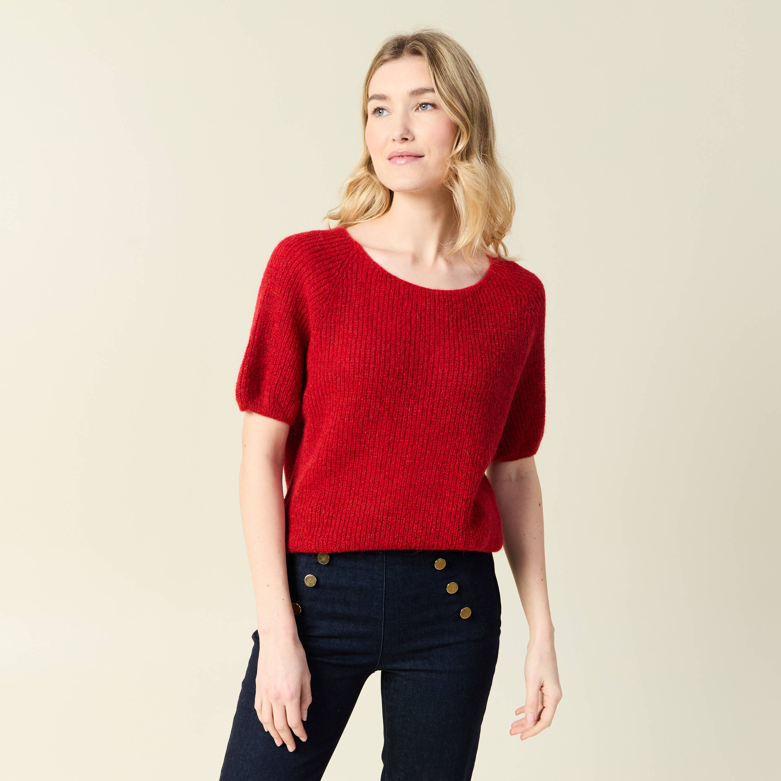 pull manches courtes rose framboise femme Pull manches courtes rose framboise femme