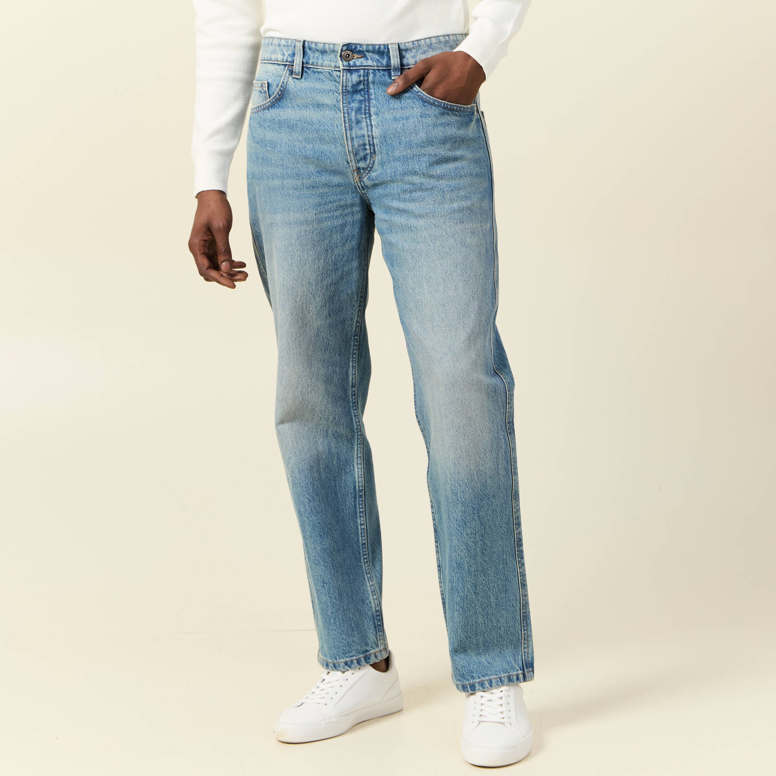 Jeans relax 5 poches denim dirty homme