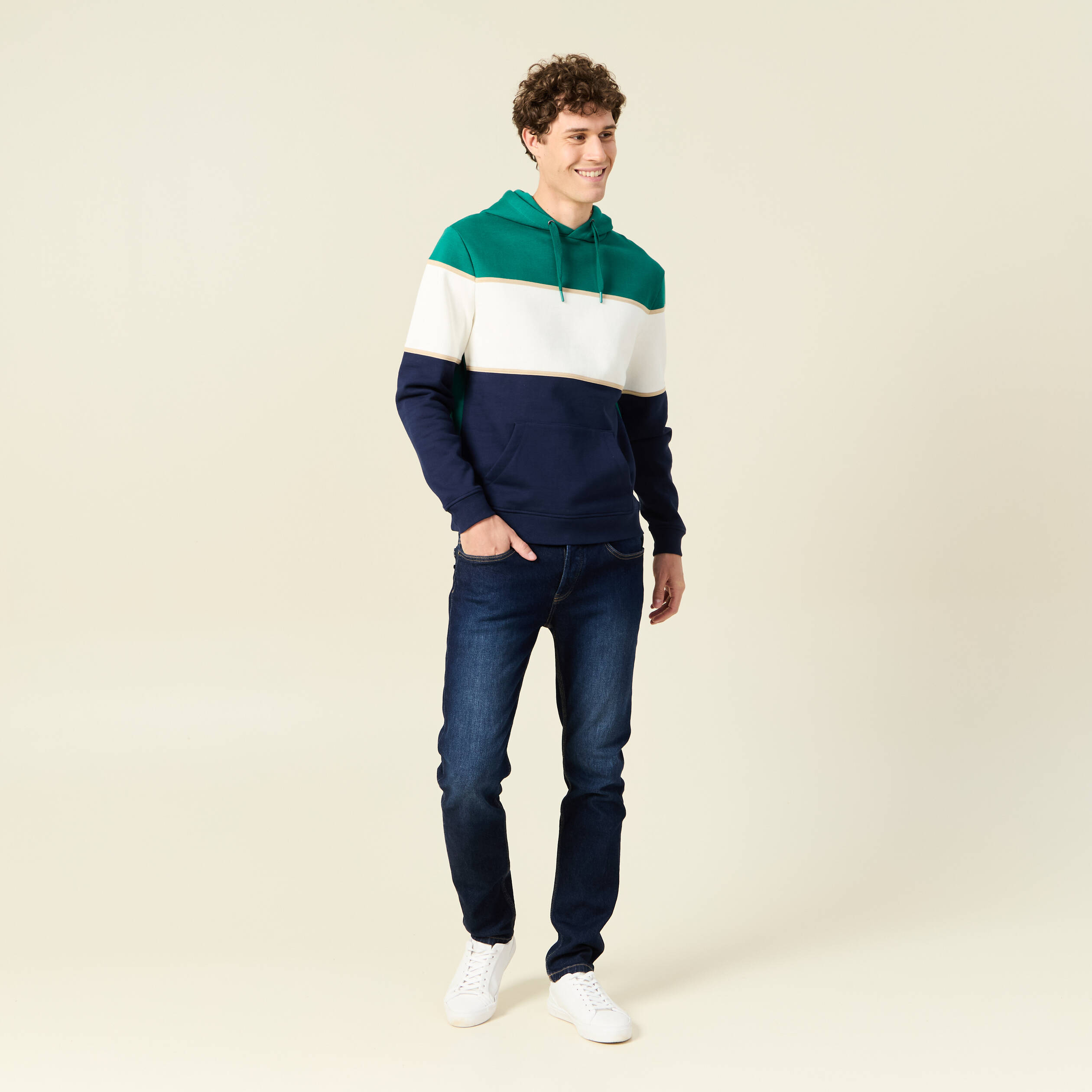 Sweat manches longues capuche bleu marine homme Vibs