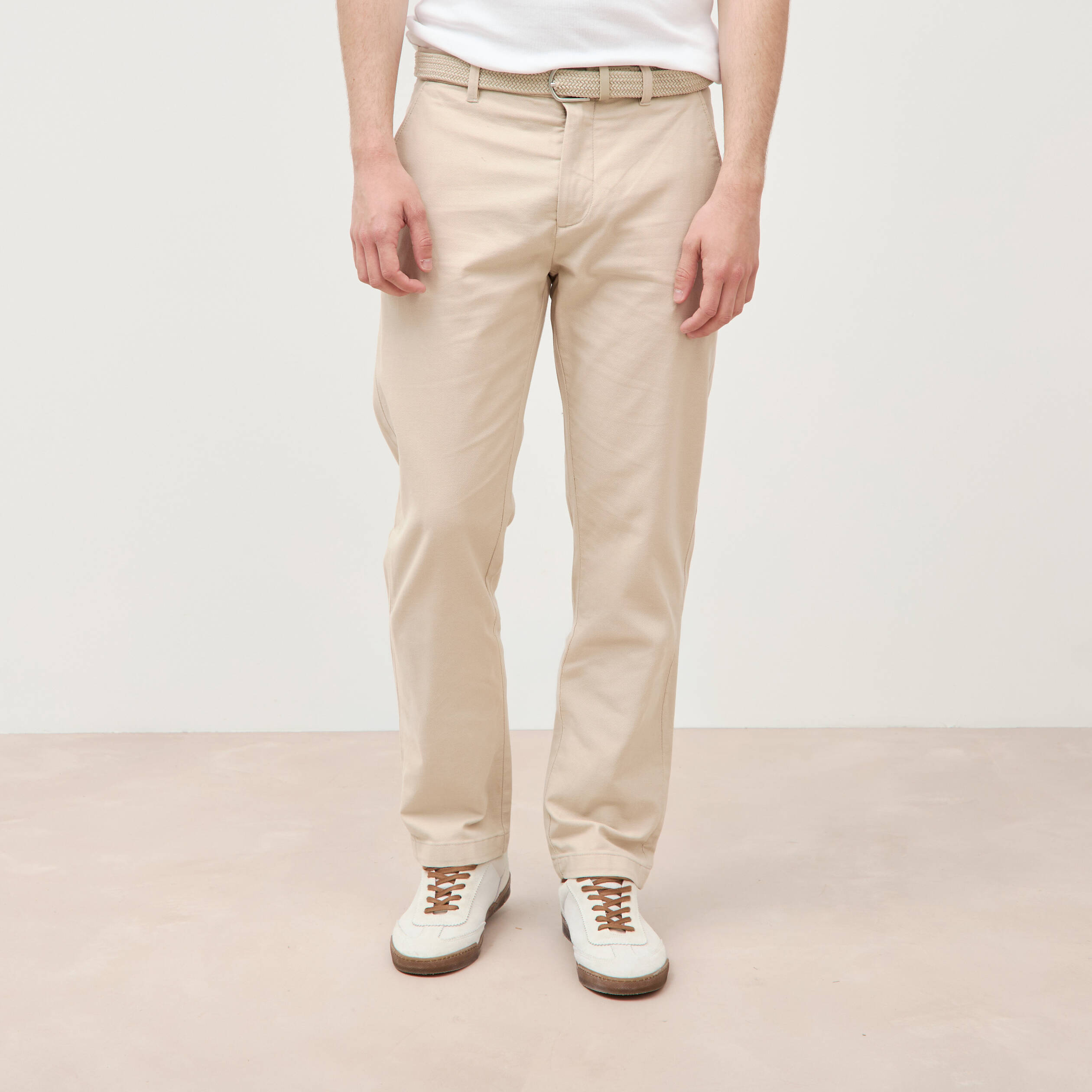 Pantalon chino avec ceinture sable homme