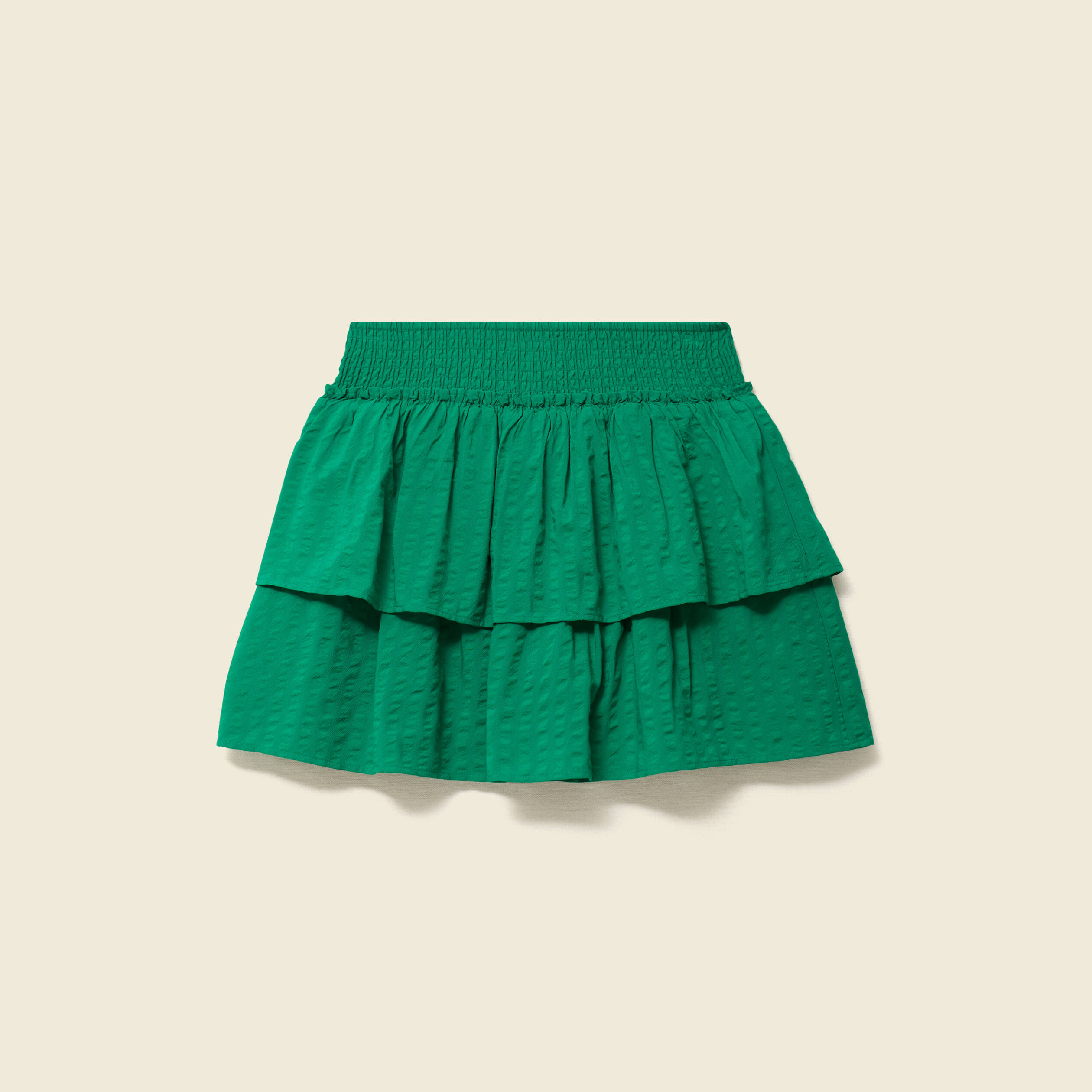 Jupe courte &eacute;vas&eacute;e doubl&eacute;e vert femme