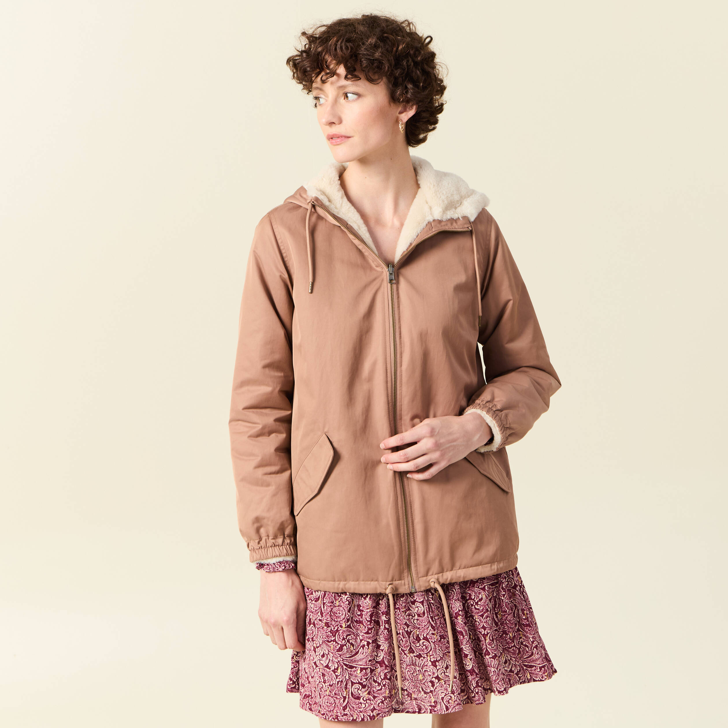 parka reversible marron clair femme Parka réversible marron clair femme