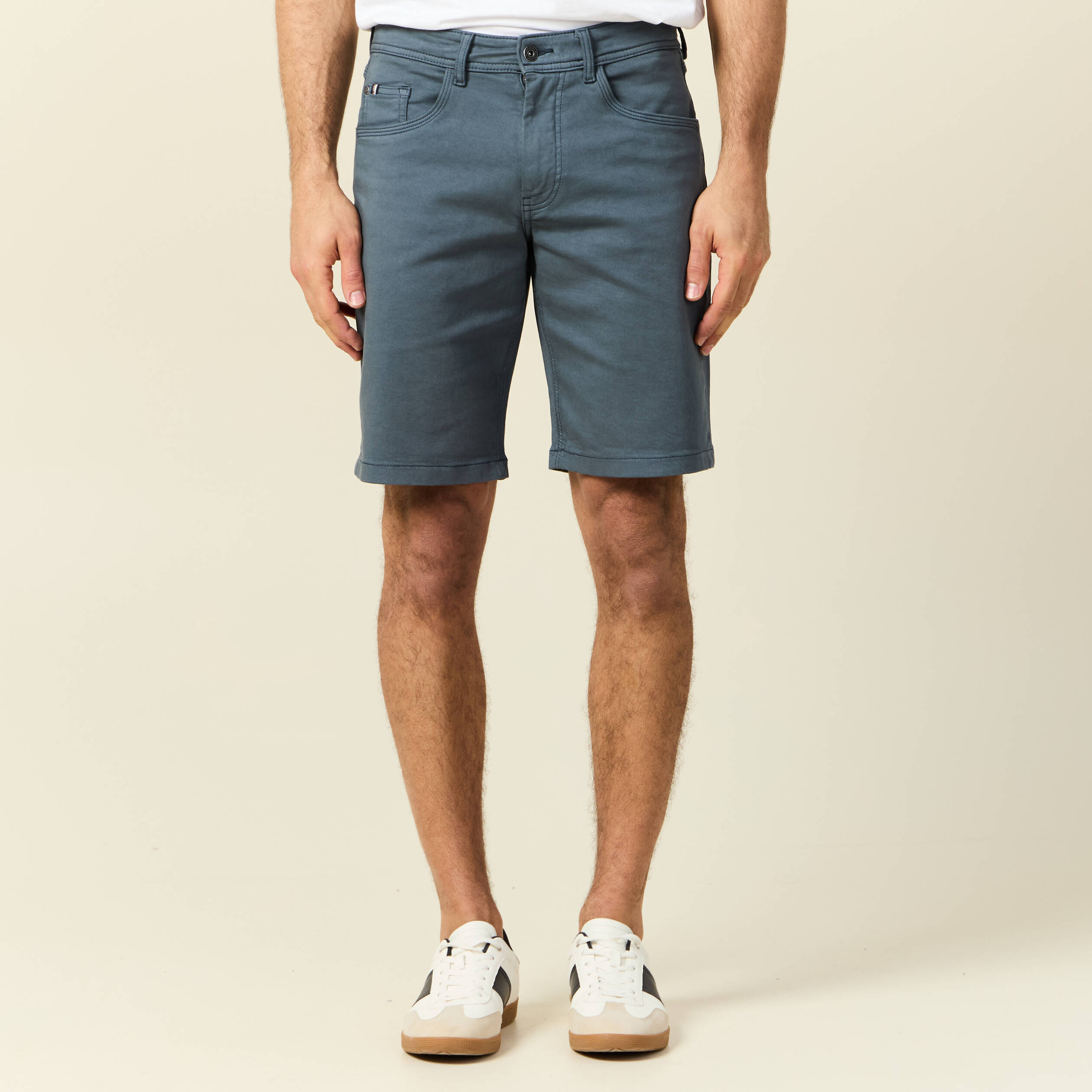 Bermuda droit 5 poches vert fonc&eacute; homme