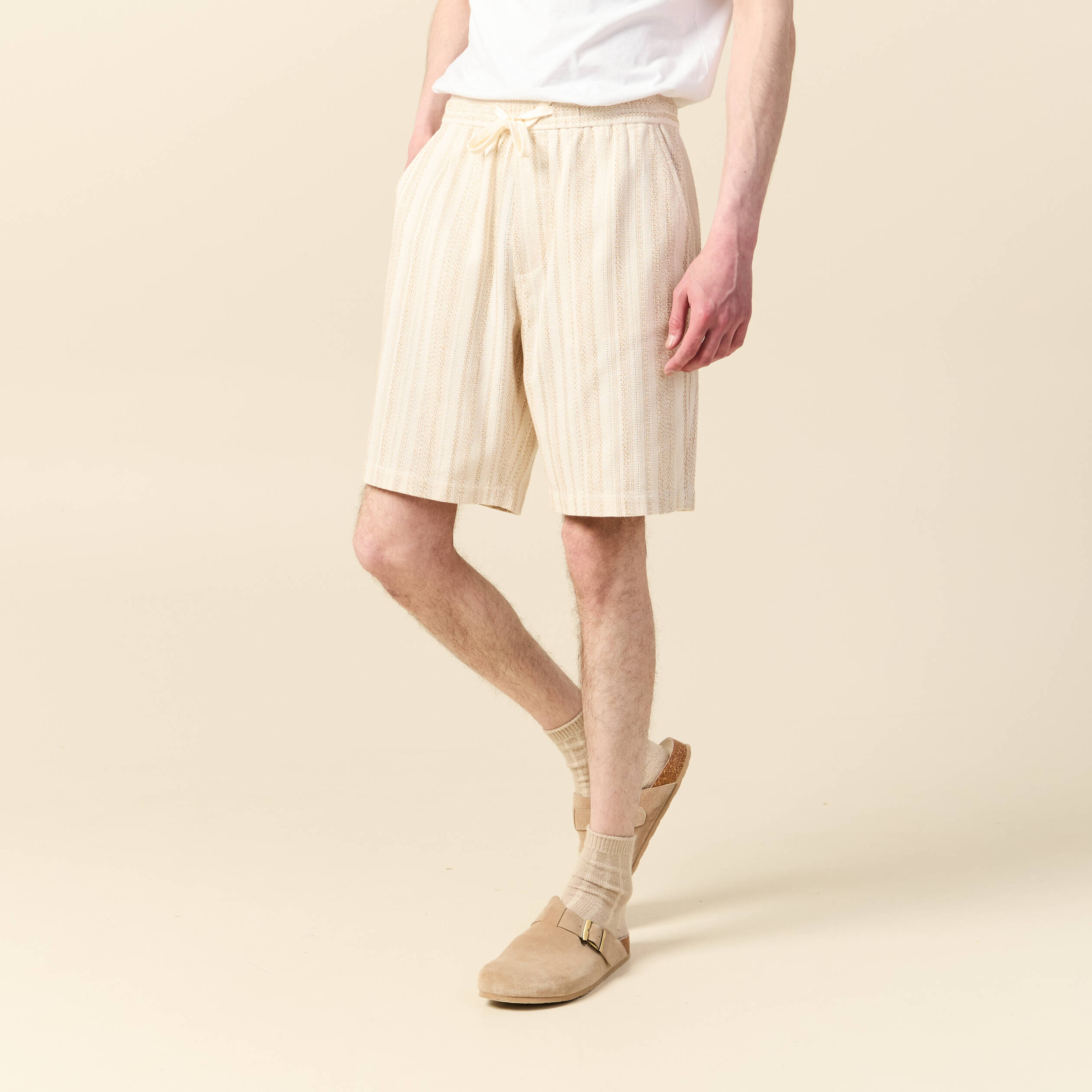 short droit en tricot ecru homme Short droit en tricot ecru homme