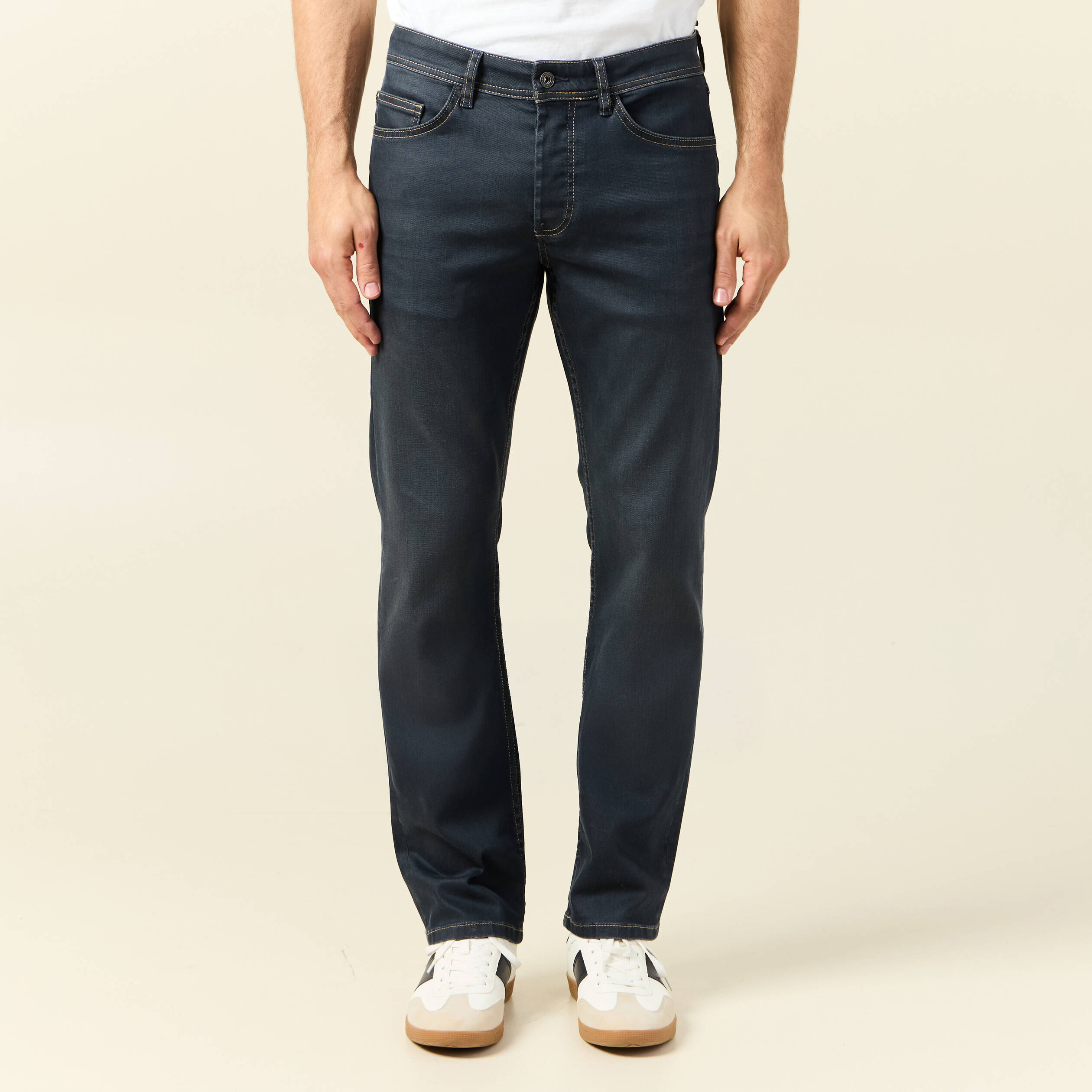 Jeans regular used denim gris homme