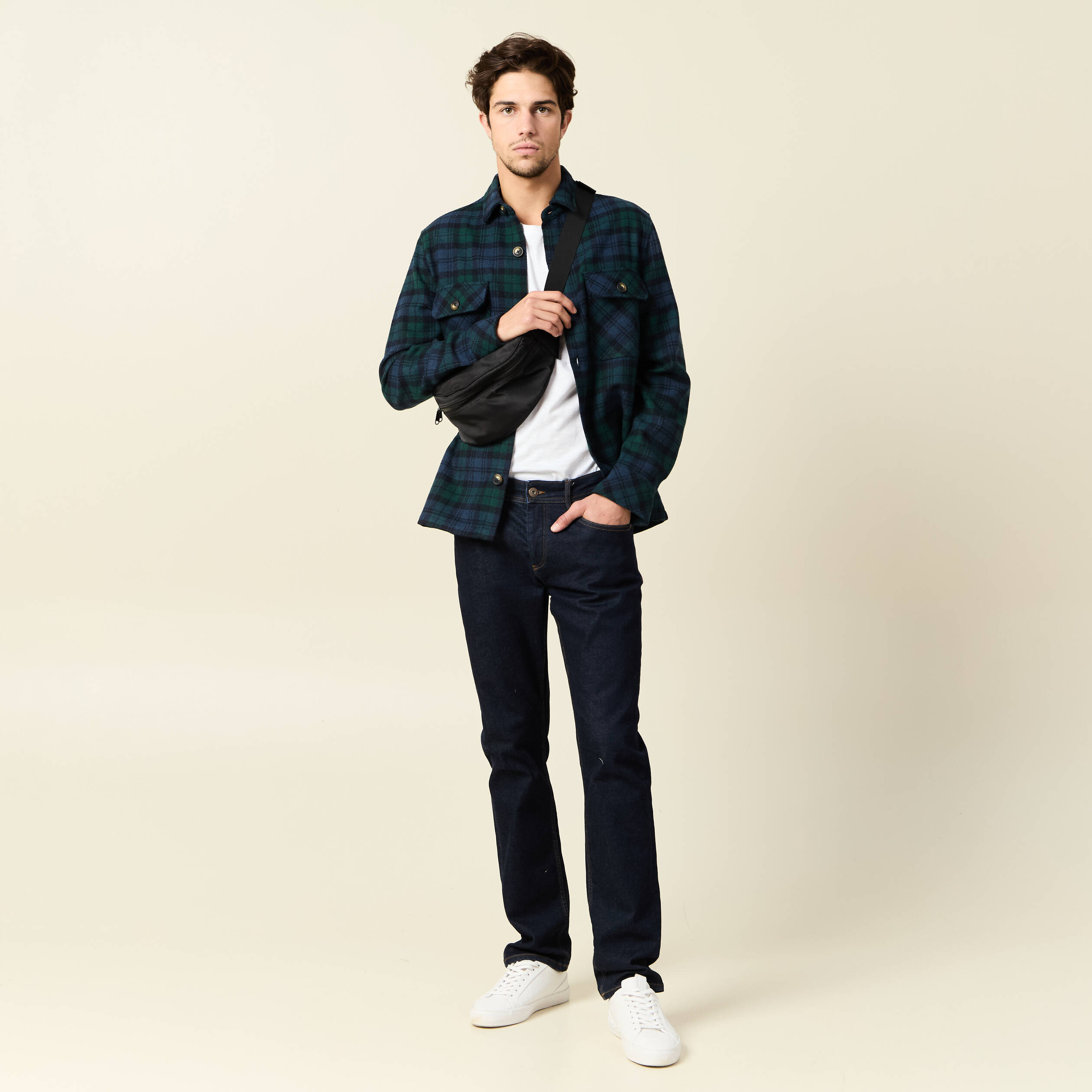 Chemise manches longues bleu marine homme