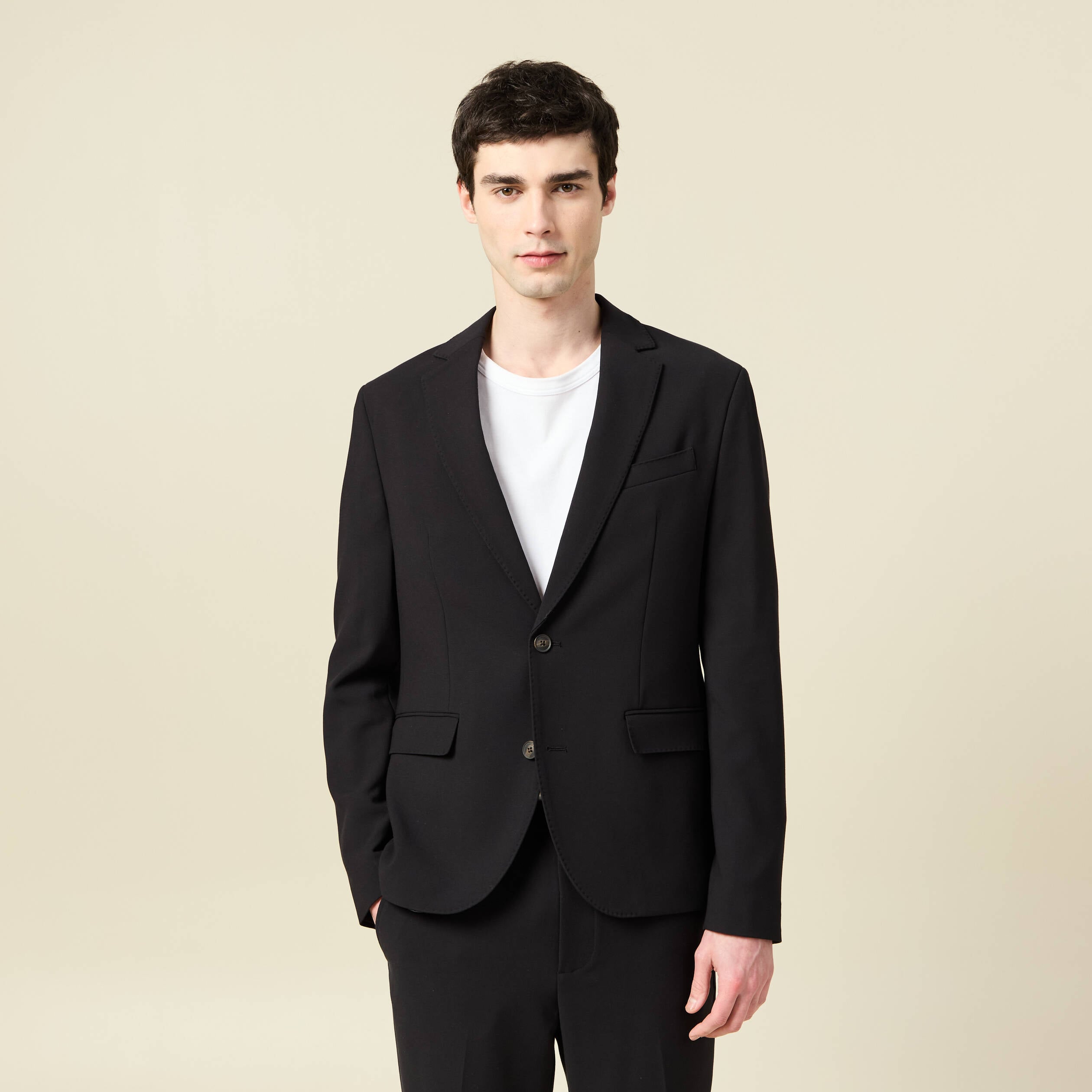 Blazer manches longues col tailleur noir homme