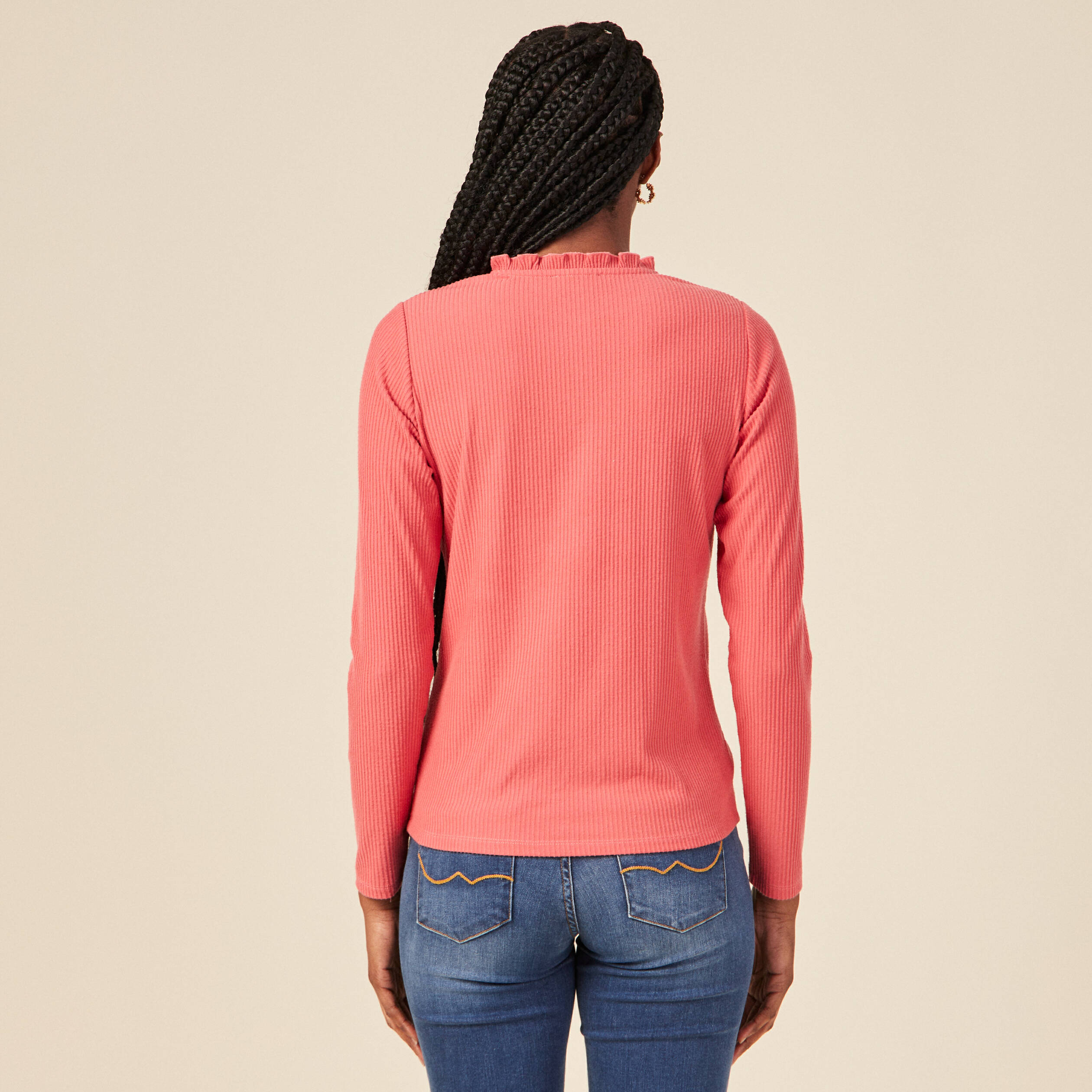 T-shirt manches longues terracotta femme