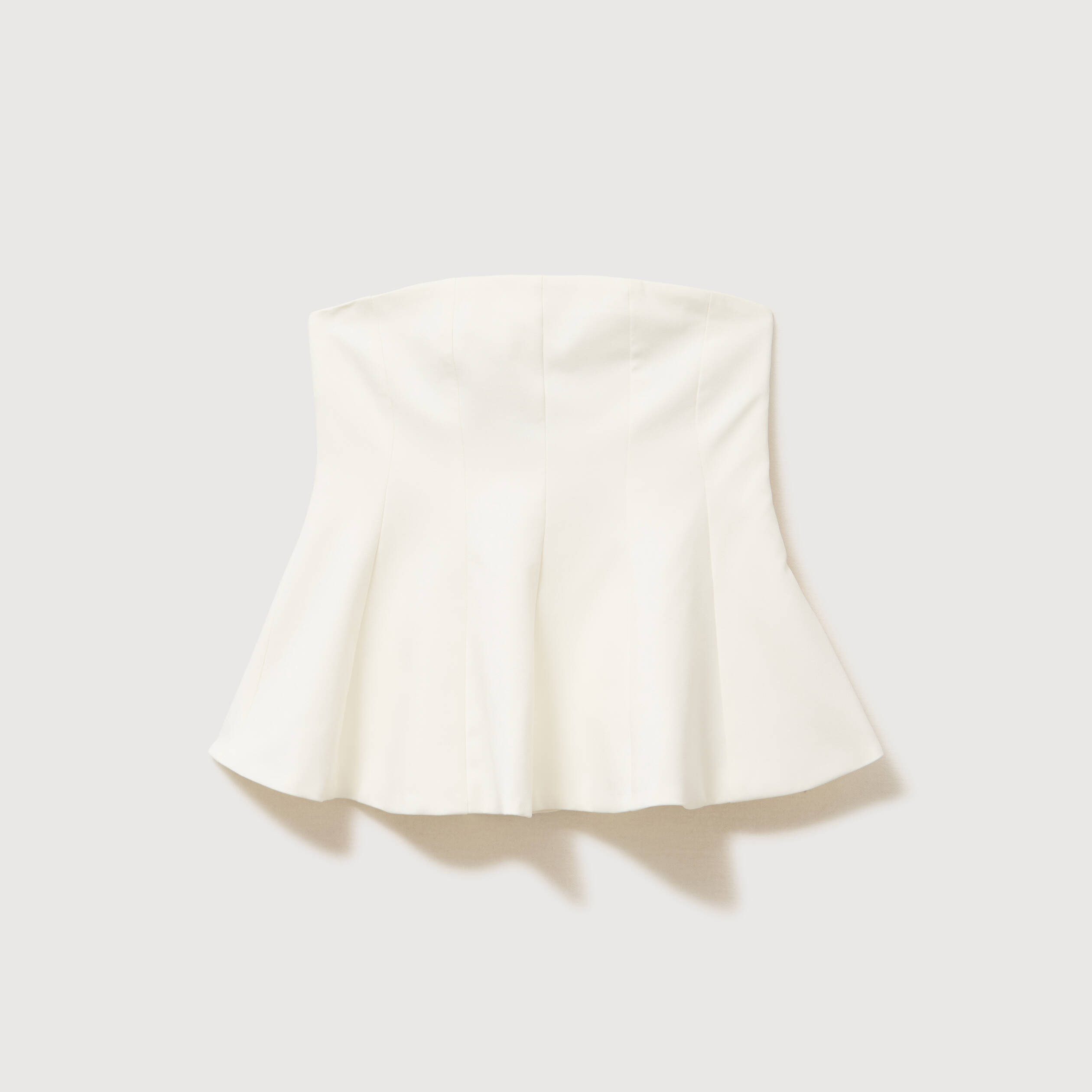 Top bustier &agrave; volants doubl&eacute; ecru femme